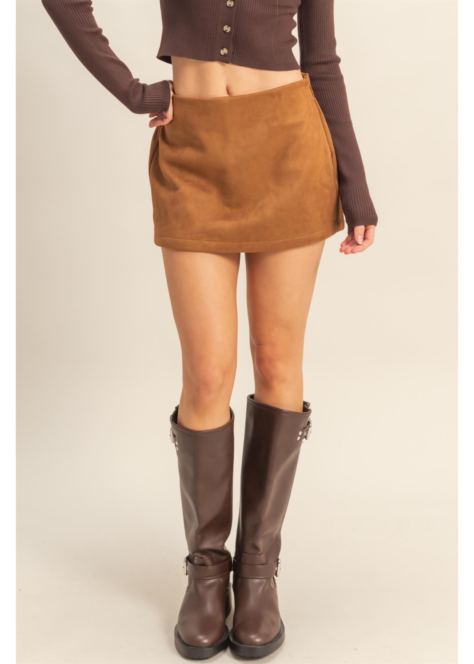 HYFVE Chic High-Waisted Suede Skort - HF25F320