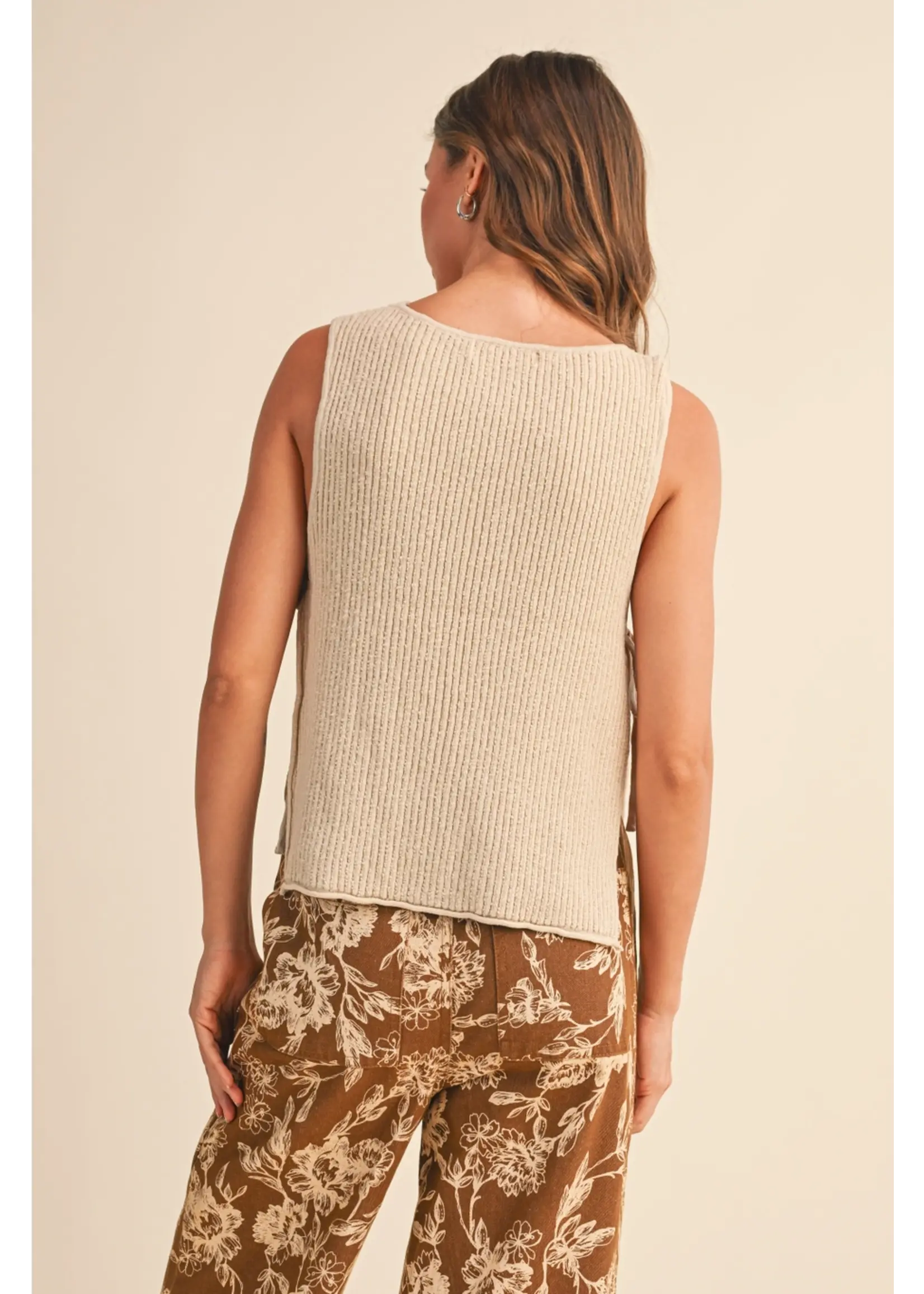 Klesis Sleeveless Sweater Top with Tied Open Side -  IT4311 S