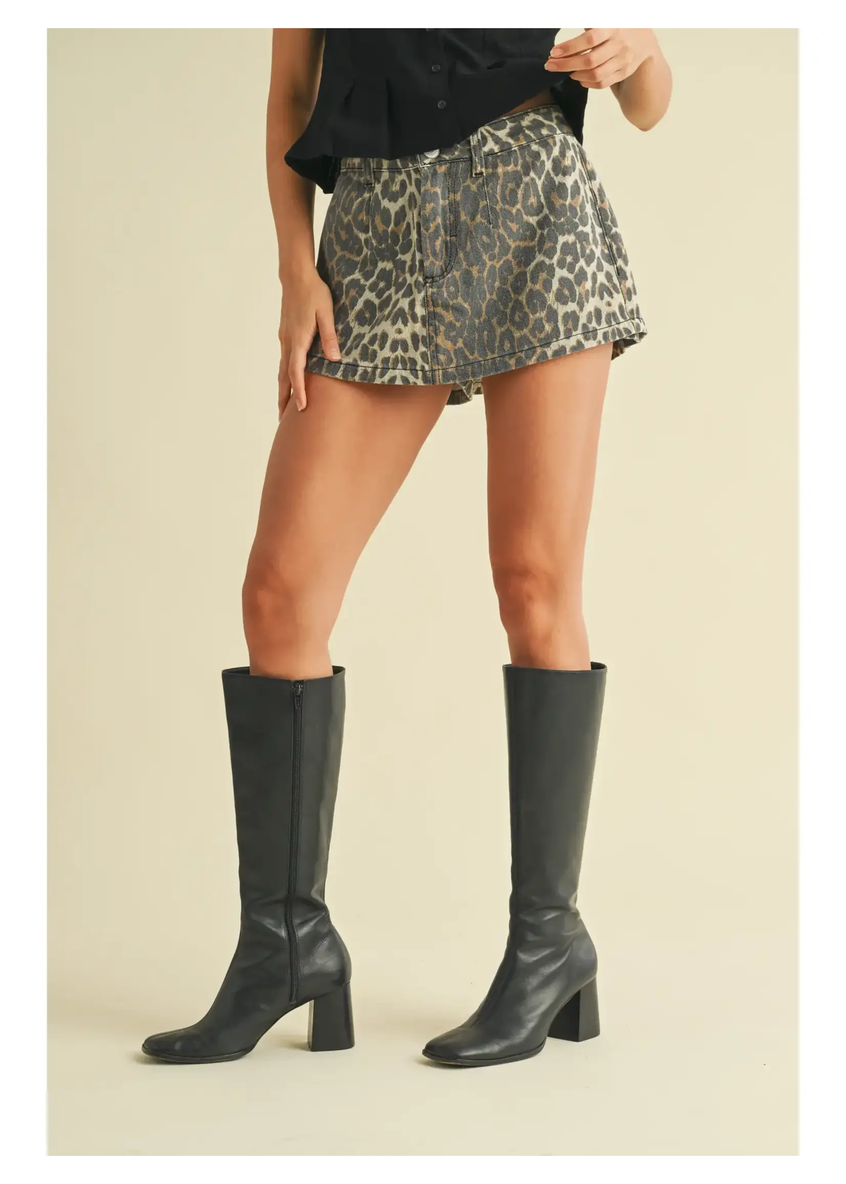 Klesis Leopard Printed Mini Skort - IP1377-A