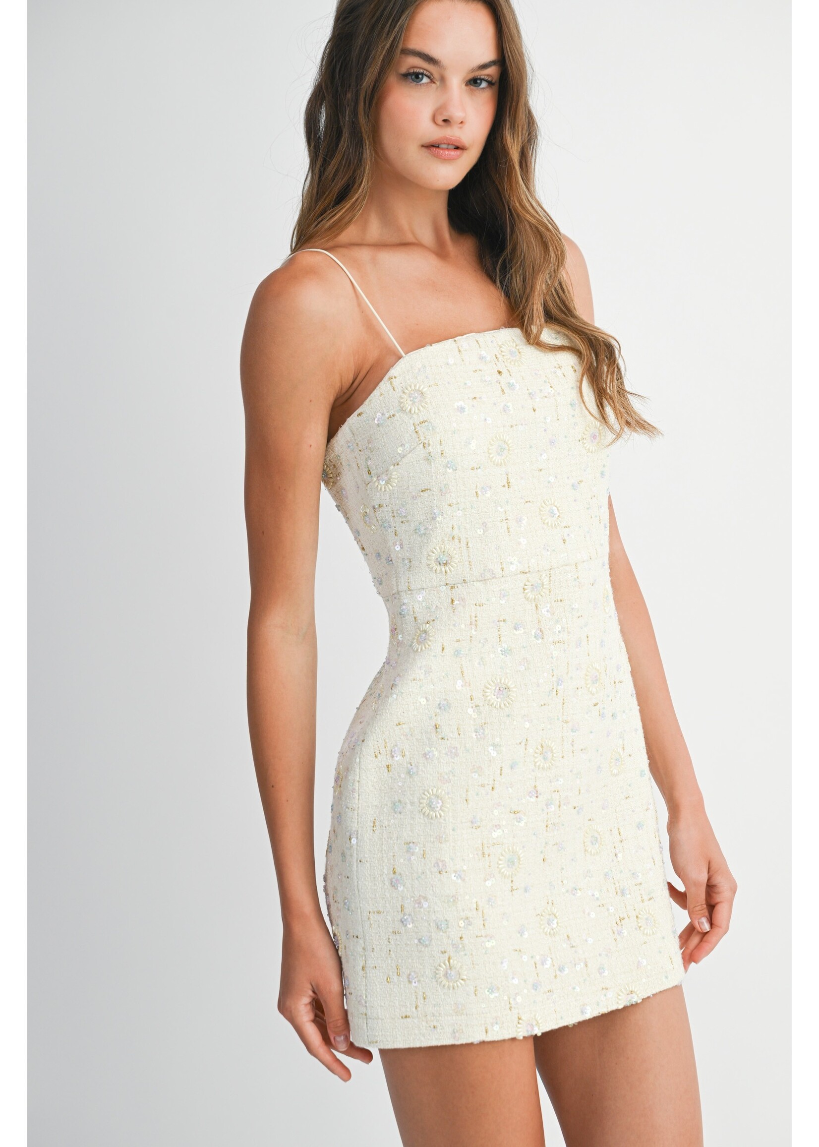 Mable Beaded Tweed Strap Shoulder Mini - MD5003A