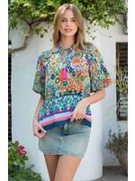 THML Puff Sleeve Floral Print Top - JH2221-2