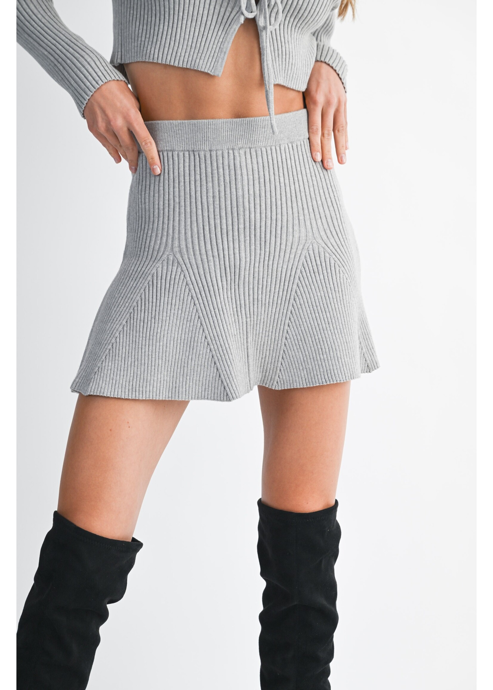 Mable Bow Tied Knit Cardigan and Mini Skirt Set - MST8028