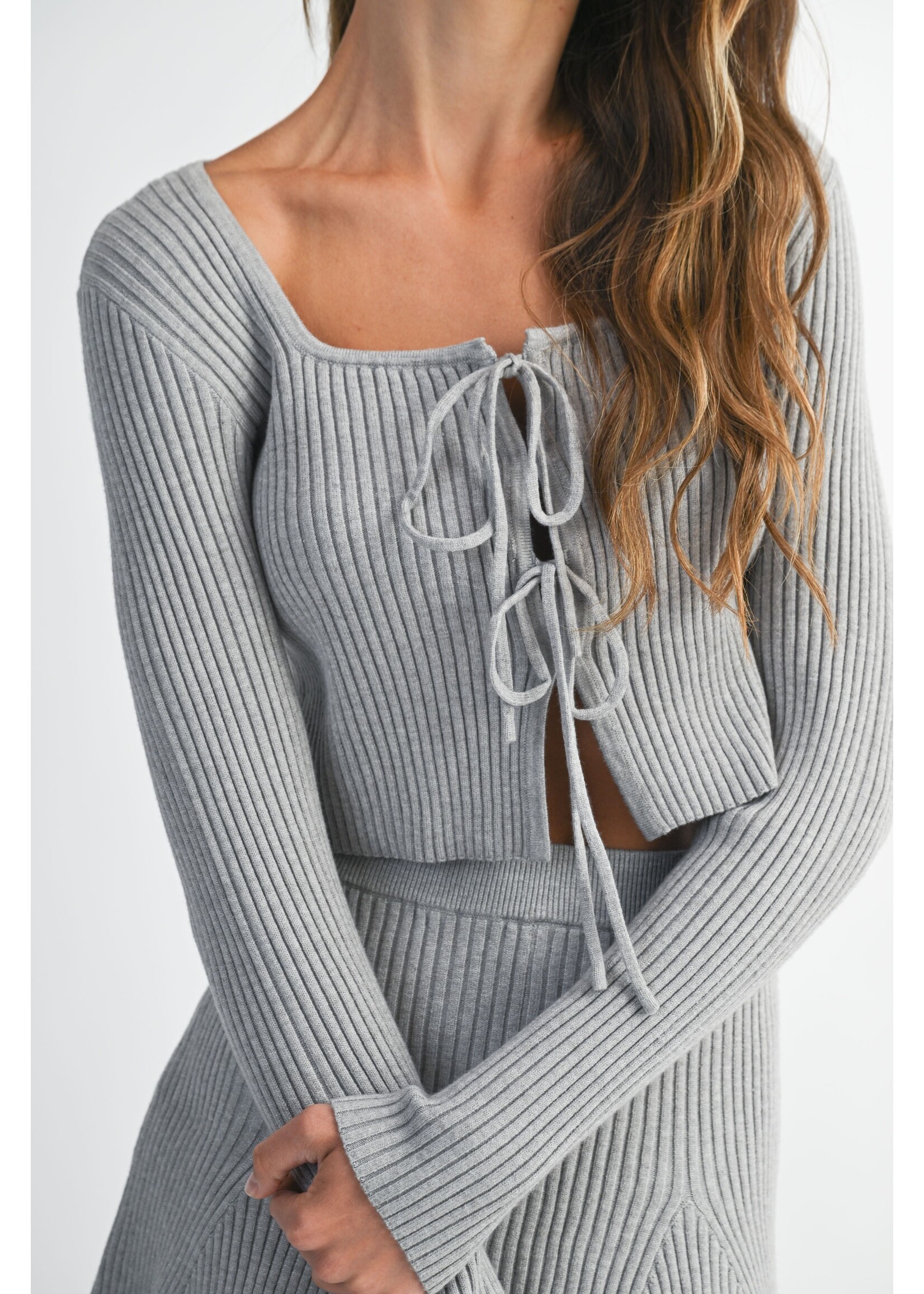 Mable Bow Tied Knit Cardigan and Mini Skirt Set - MST8028