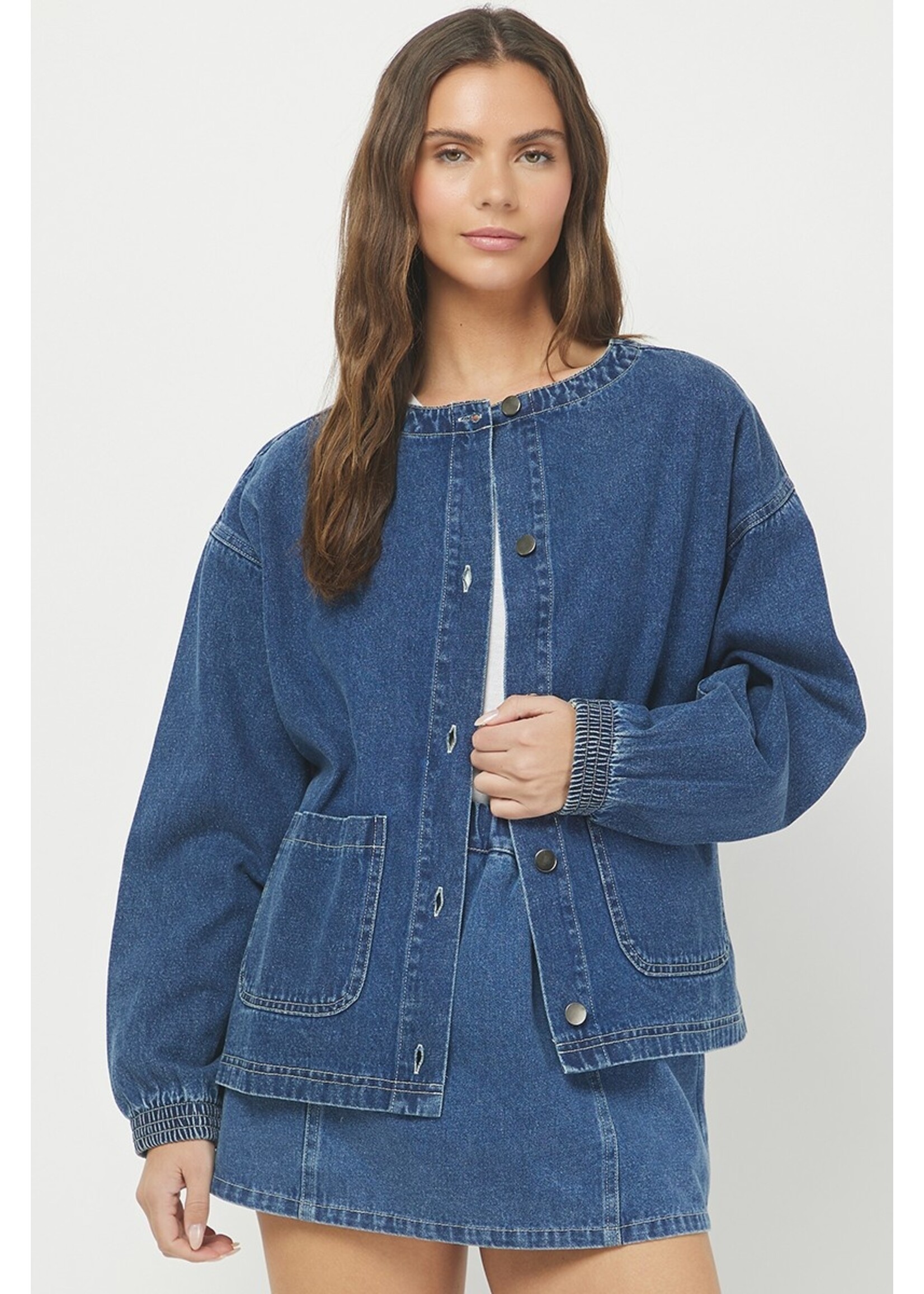 needii Indigo Washed Denim Jacket with Contrast Stitching - 1215NT