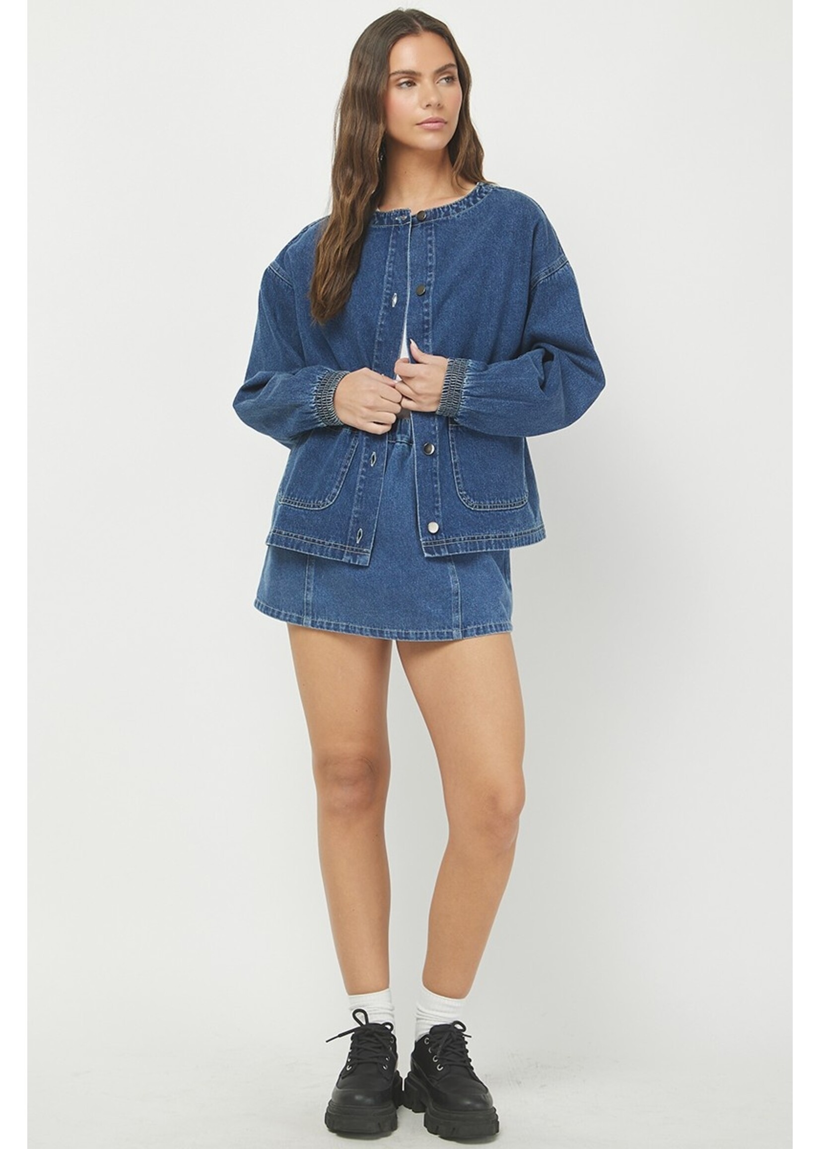 needii Indigo Washed Denim Jacket with Contrast Stitching - 1215NT