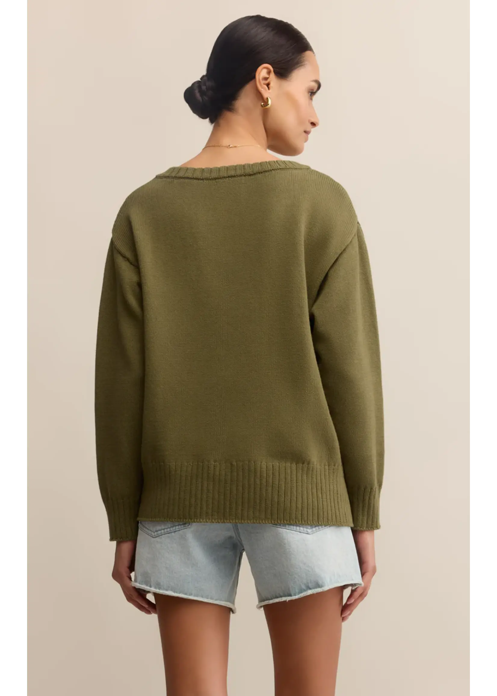 V Neck sweat ジプソフィア Z SUPPLY Woman's Autumn V-Neck Sweater In Heather Grey