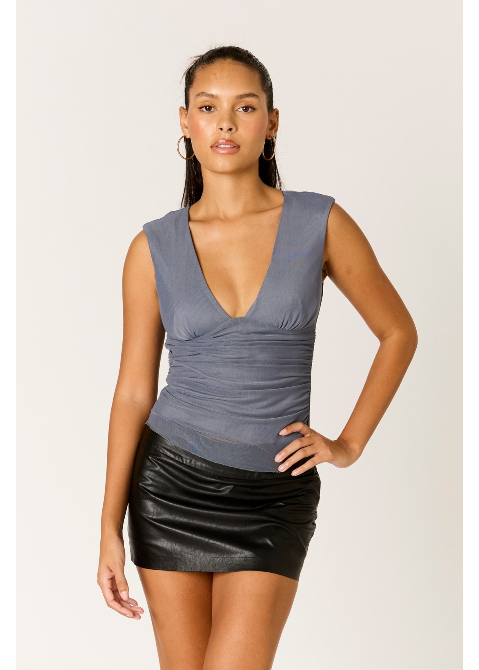 Cotton Candy LA Mesh V-Neck Sleeveless Top - CT-13782