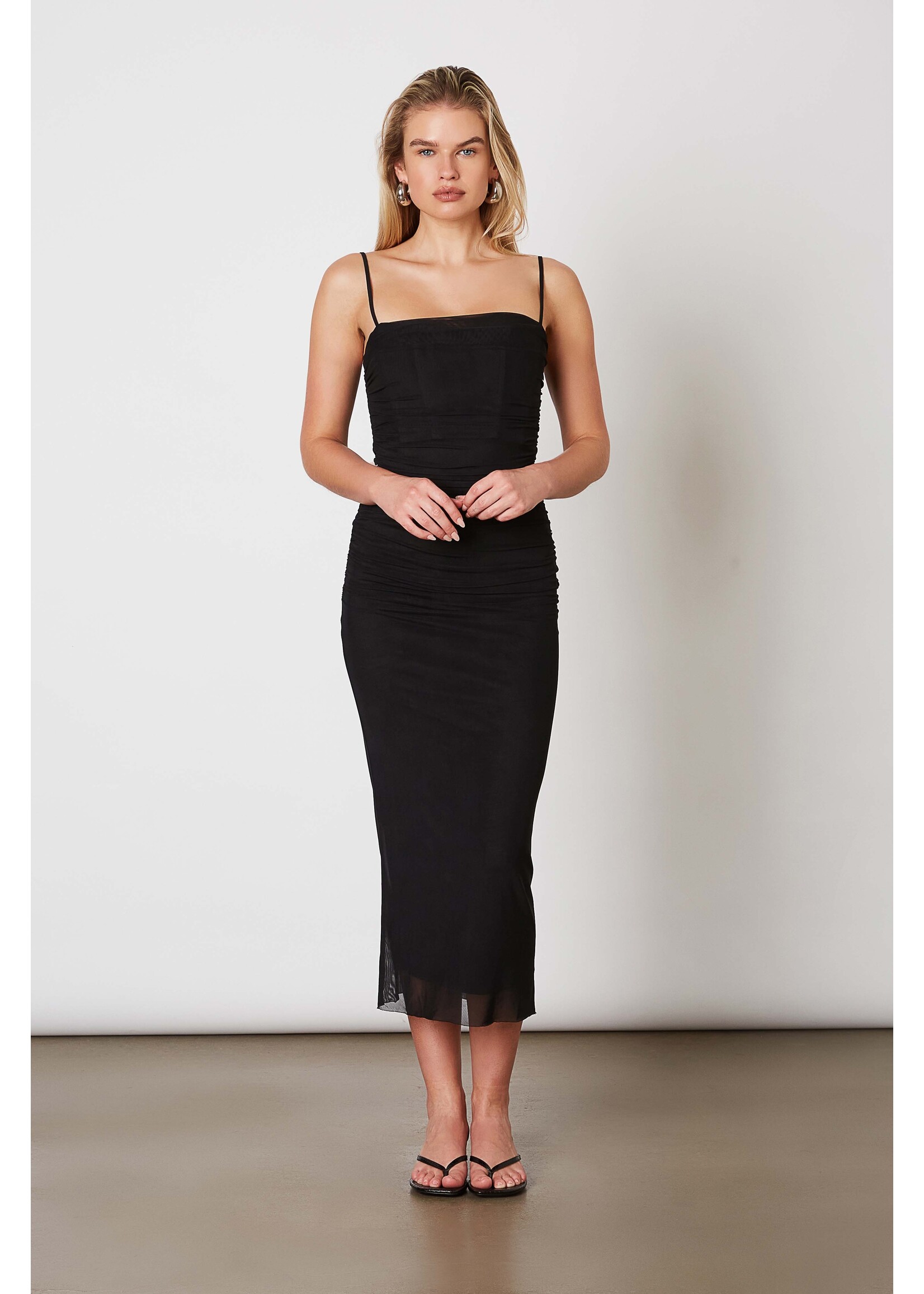 Cotton Candy LA Mesh Midi Dress with Ruched Detail - CD-13329