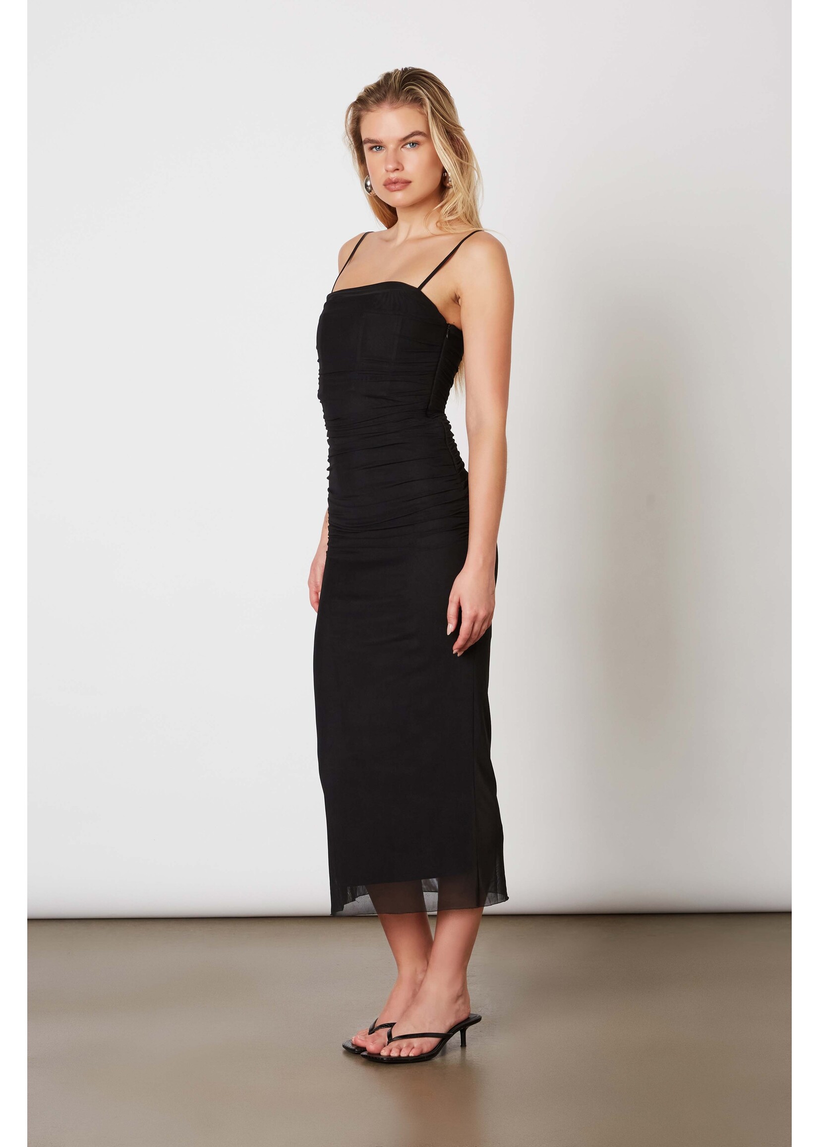 Cotton Candy LA Mesh Midi Dress with Ruched Detail - CD-13329