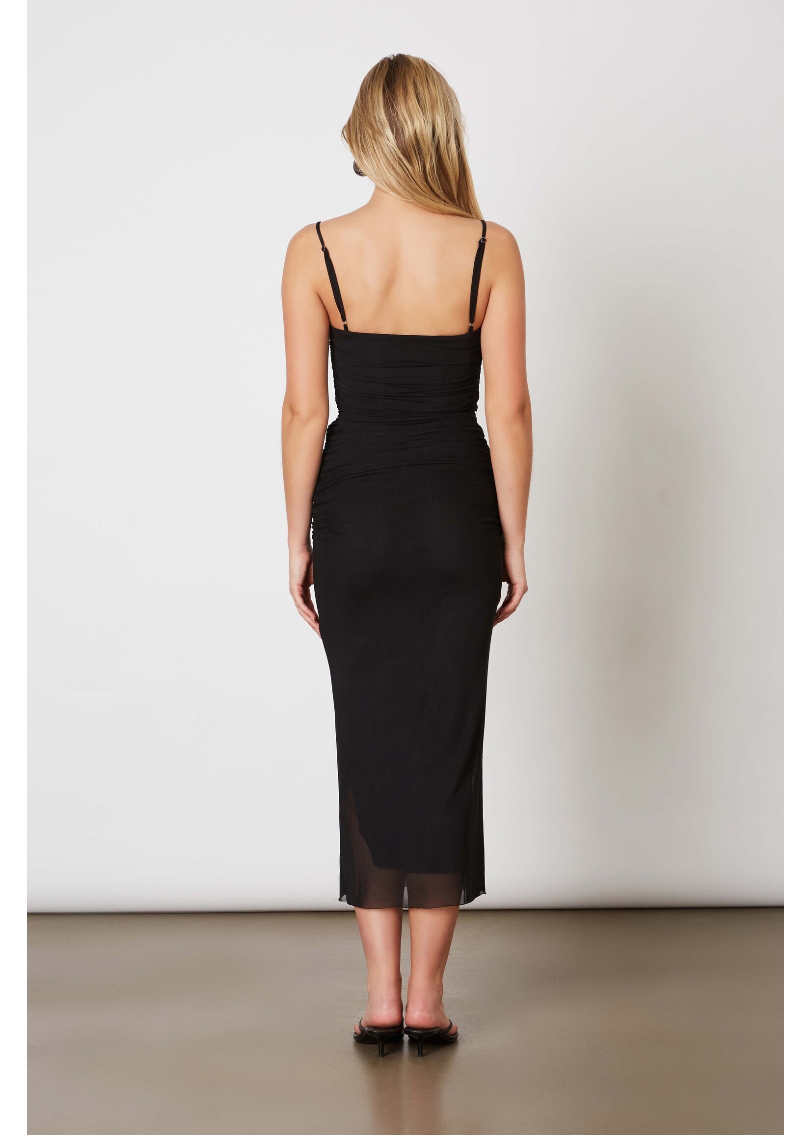 Cotton Candy LA Mesh Midi Dress with Ruched Detail - CD-13329