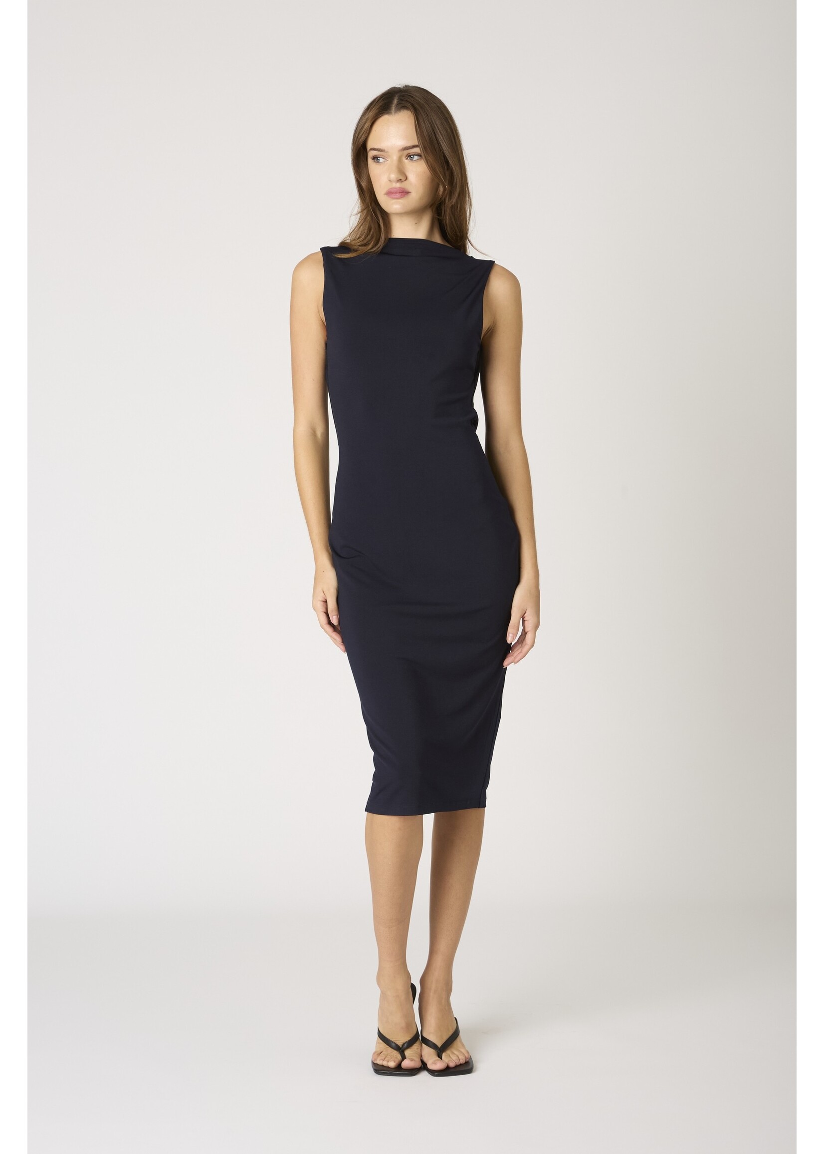 Cotton Candy LA High Neck Fitted Midi Dress with Low Back - SD-304