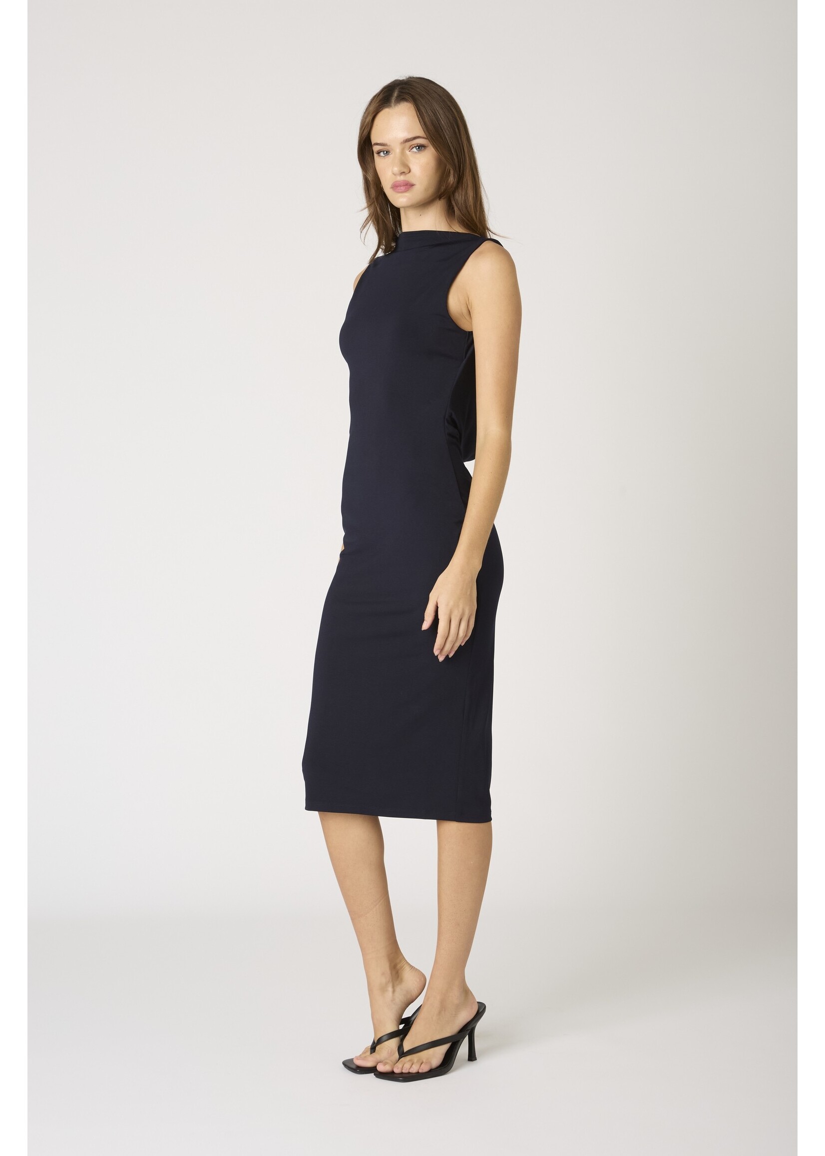 Cotton Candy LA High Neck Fitted Midi Dress with Low Back - SD-304