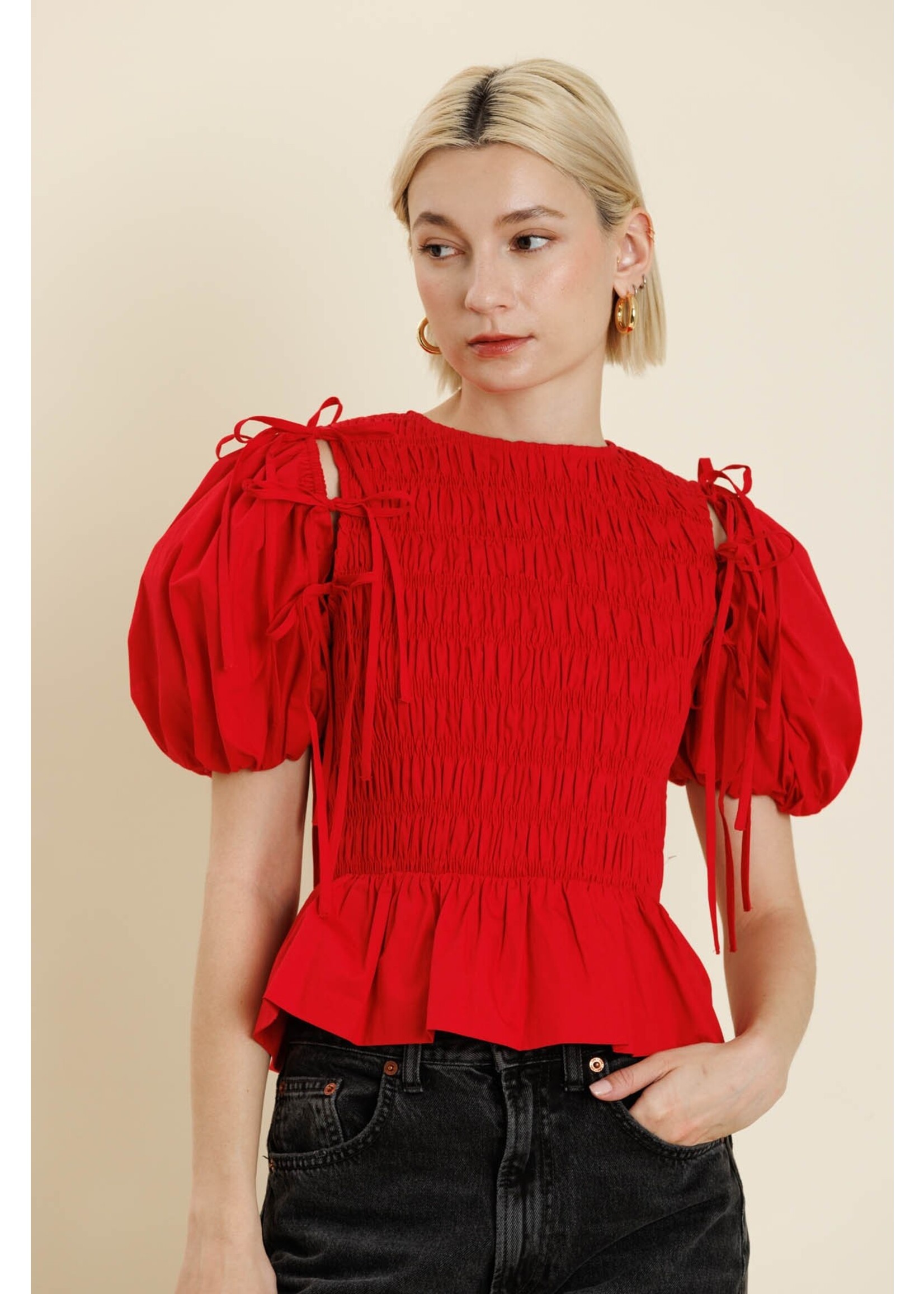 Aureum Detachable Sleeve Peplum Top - AT2156