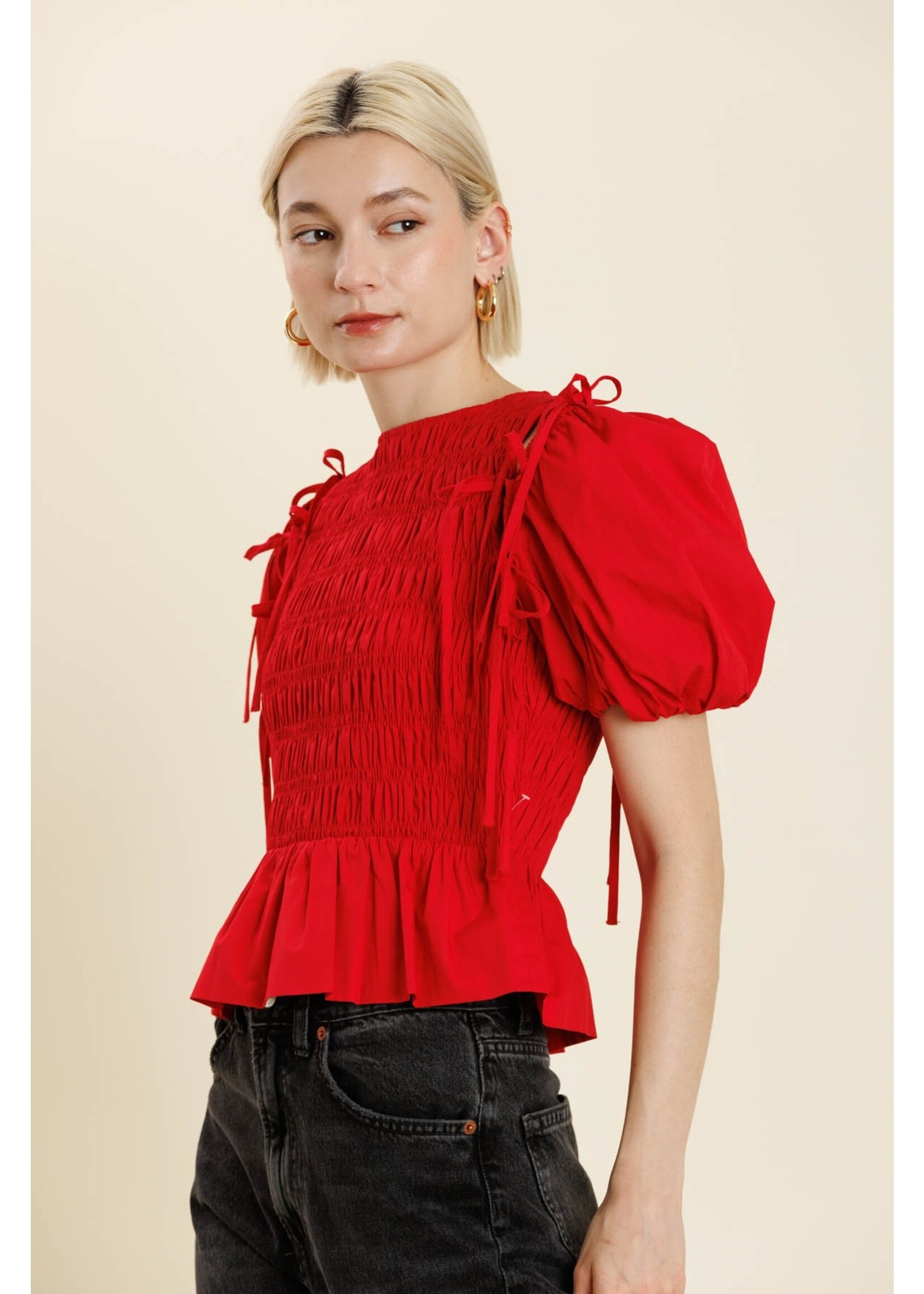 Aureum Detachable Sleeve Peplum Top - AT2156