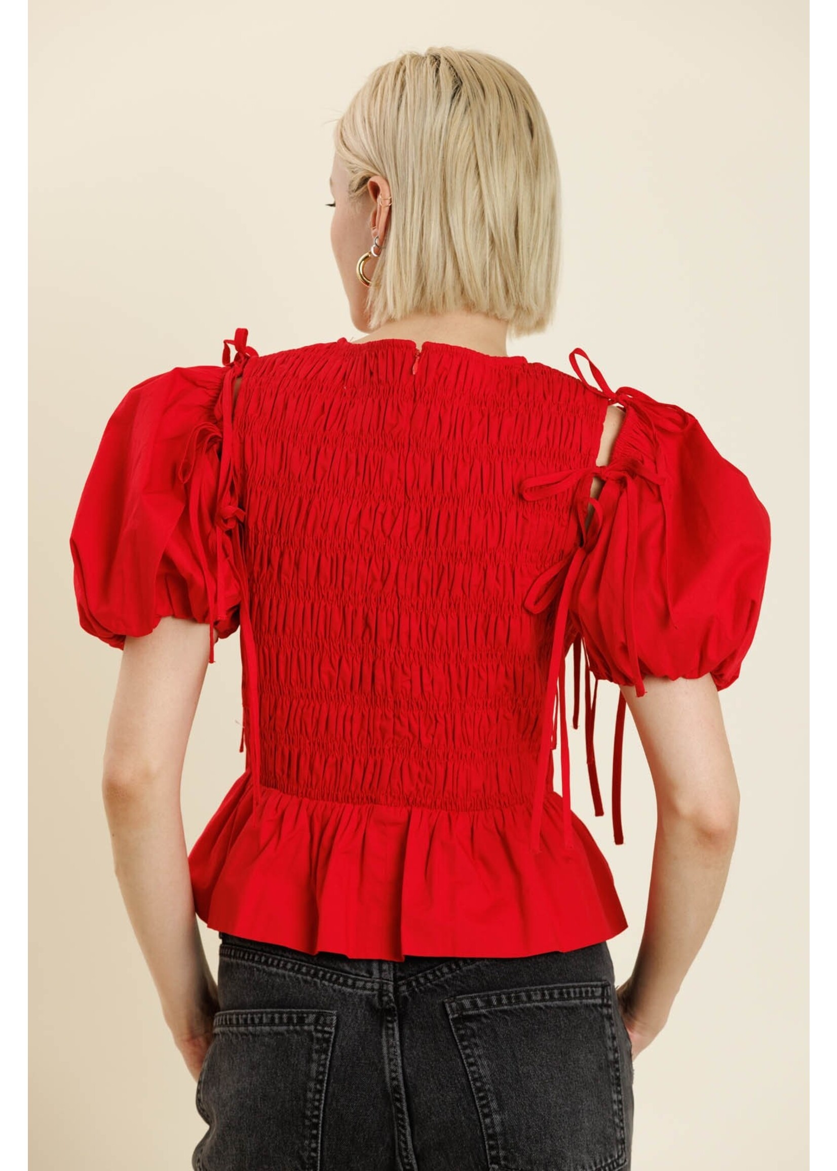 Aureum Detachable Sleeve Peplum Top - AT2156