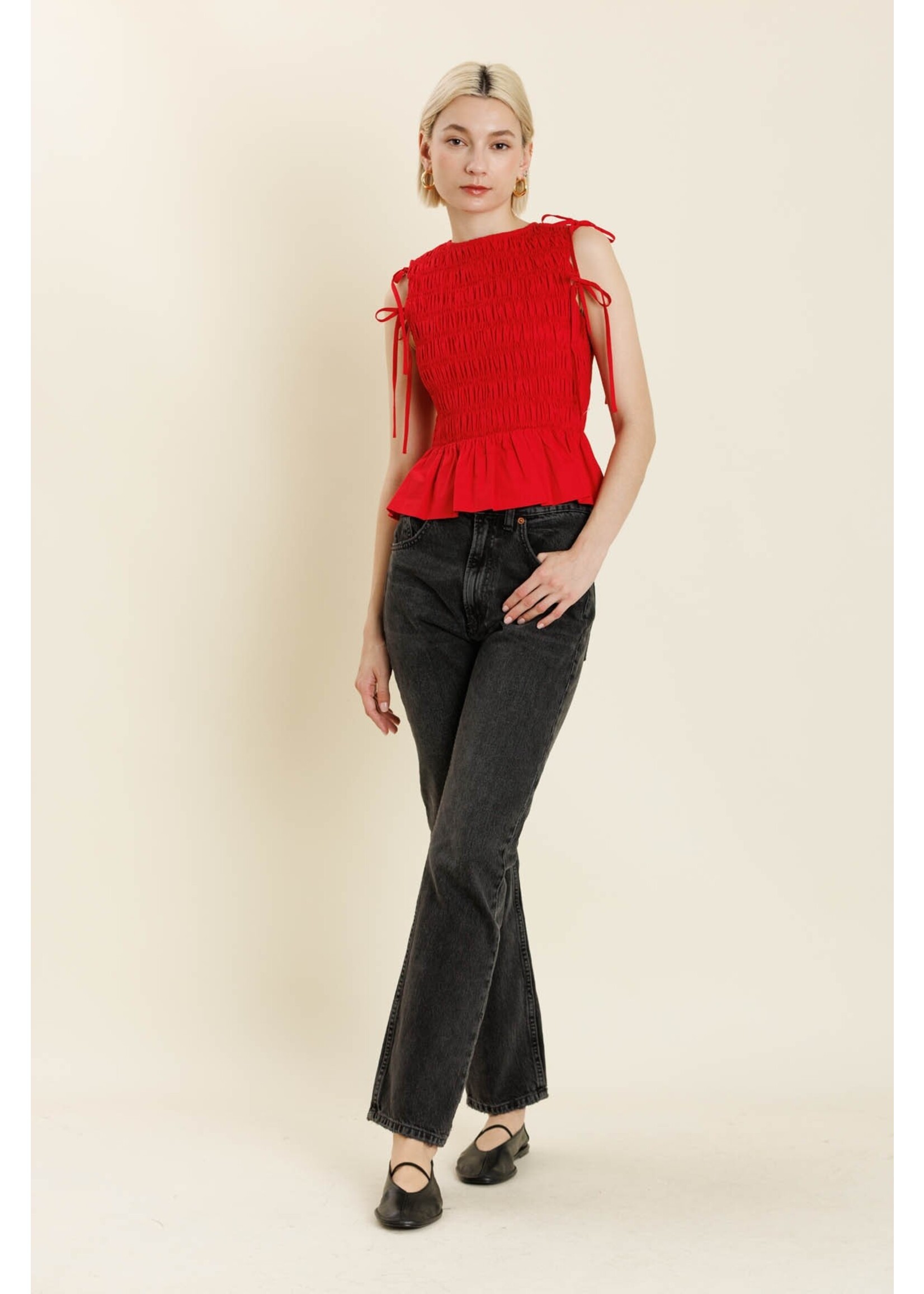 Aureum Detachable Sleeve Peplum Top - AT2156