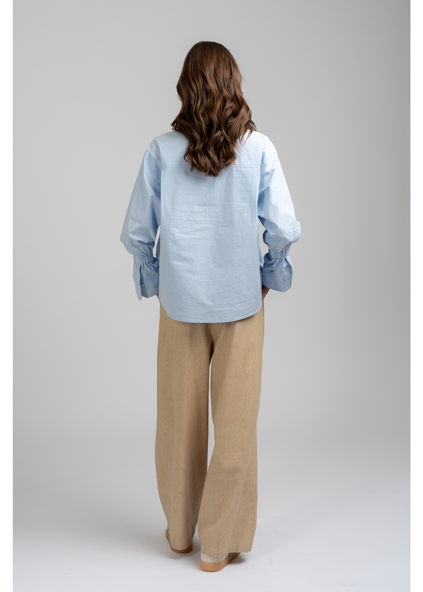 elle grey High and Low Shirt with Sleeve Elastic Band - 1226ETC
