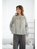 elle grey Flowy Gathered Detailed Neckline Blouse - 1405ETC