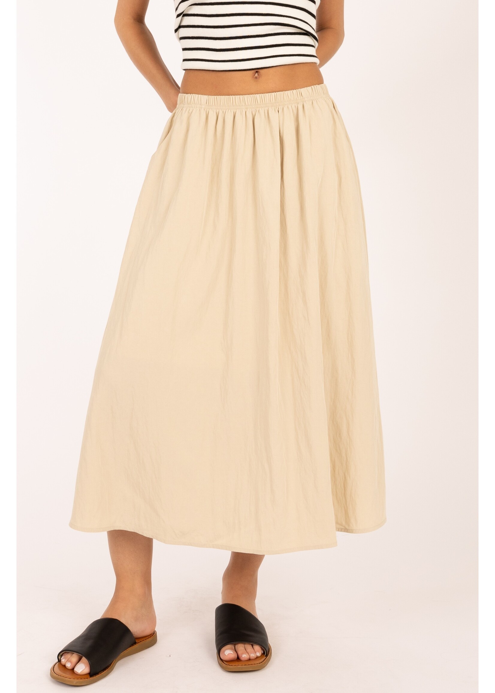 elle grey Waist Elastic Flare Long Skirt - 5131ESC