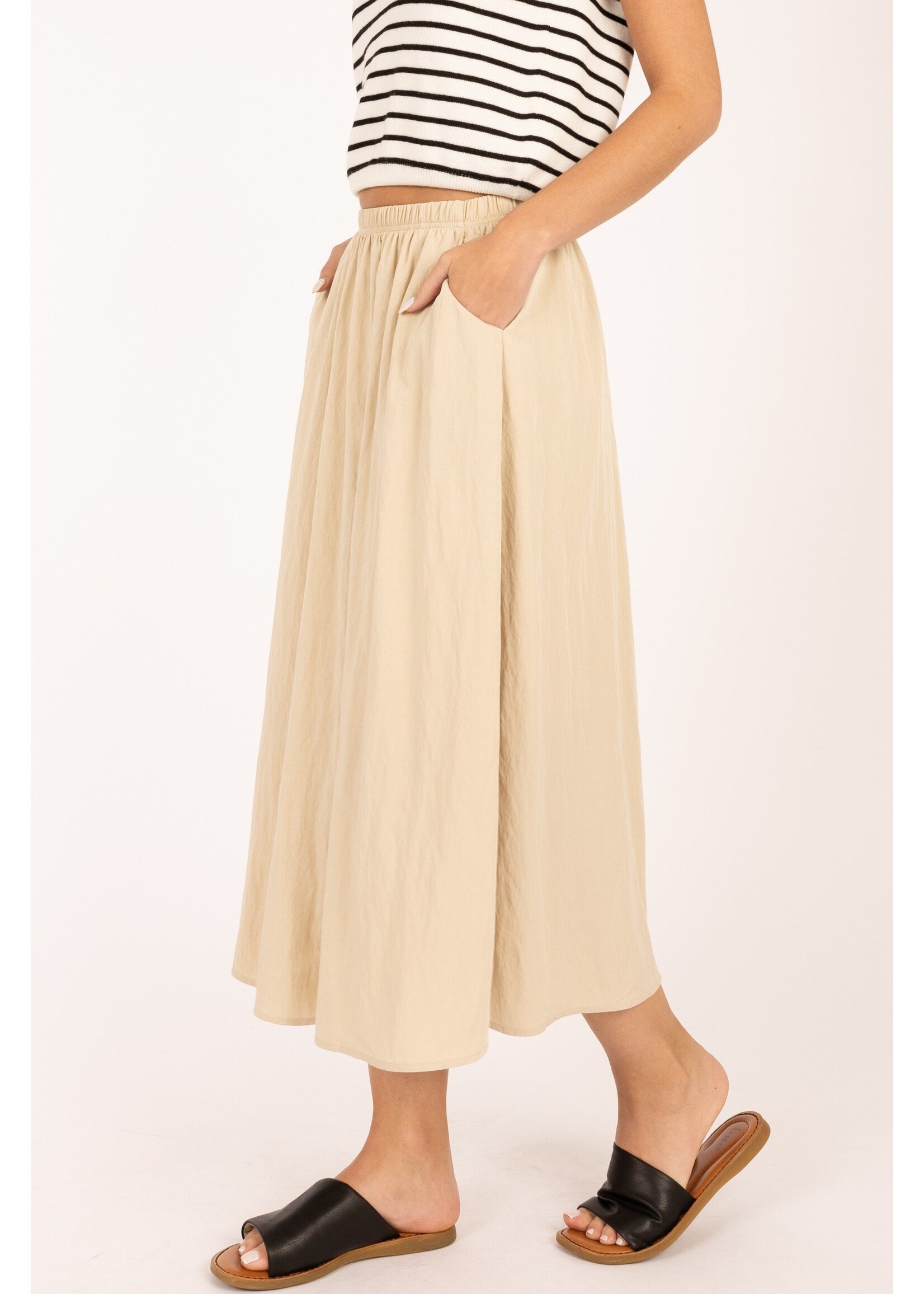 elle grey Waist Elastic Flare Long Skirt - 5131ESC