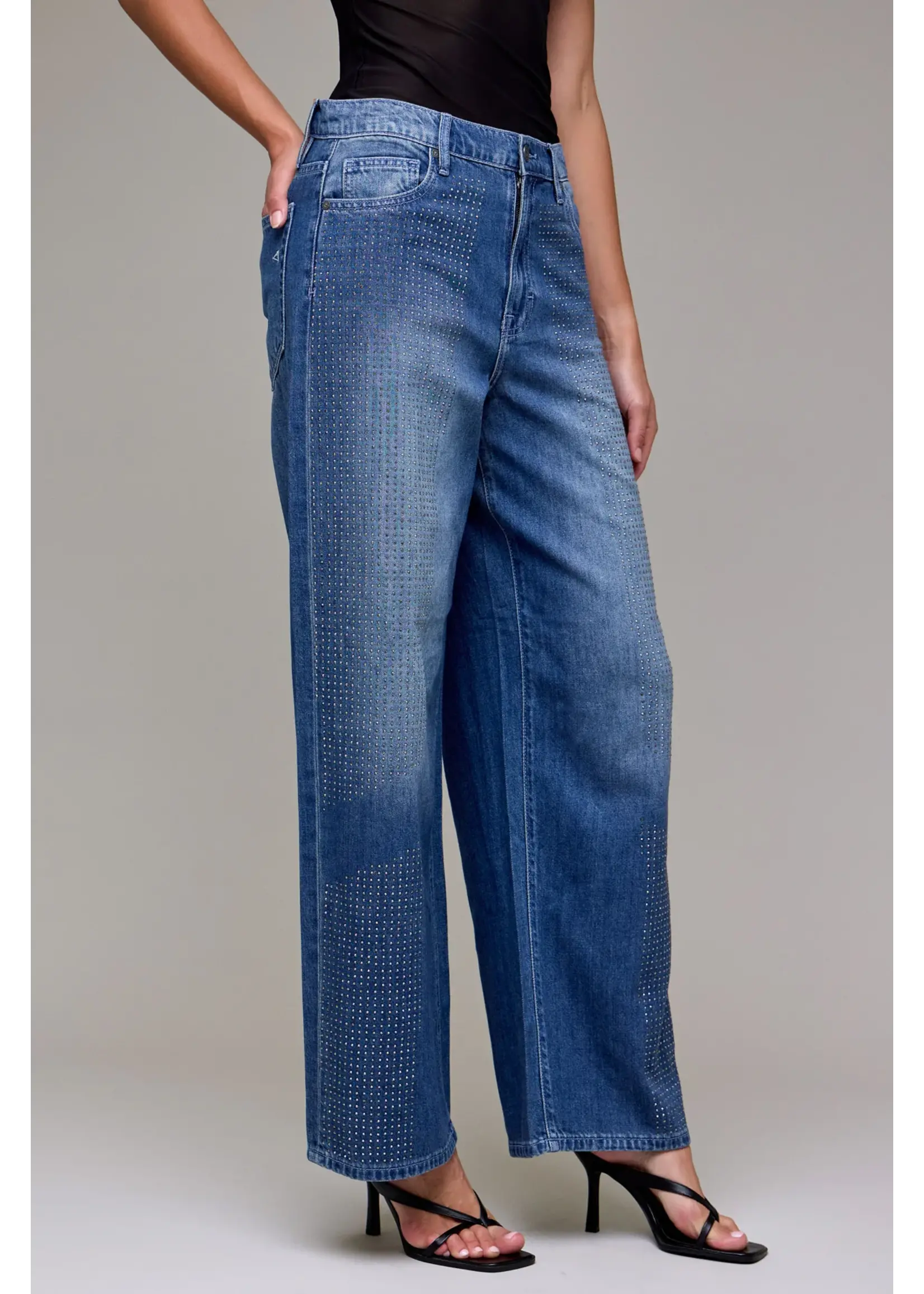 Hidden Alyx Rhinestone Embellished Oversized Baggy Jean - HD96110B-RHI