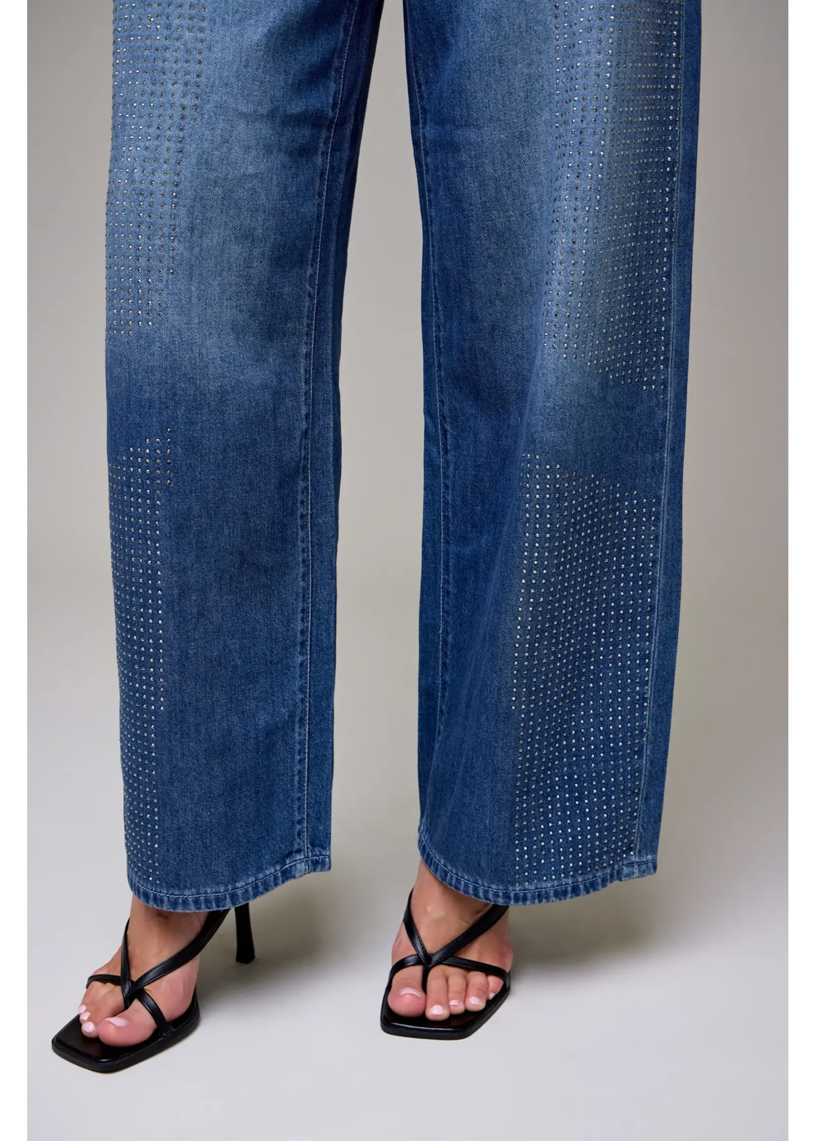 Hidden Alyx Rhinestone Embellished Oversized Baggy Jean - HD96110B-RHI