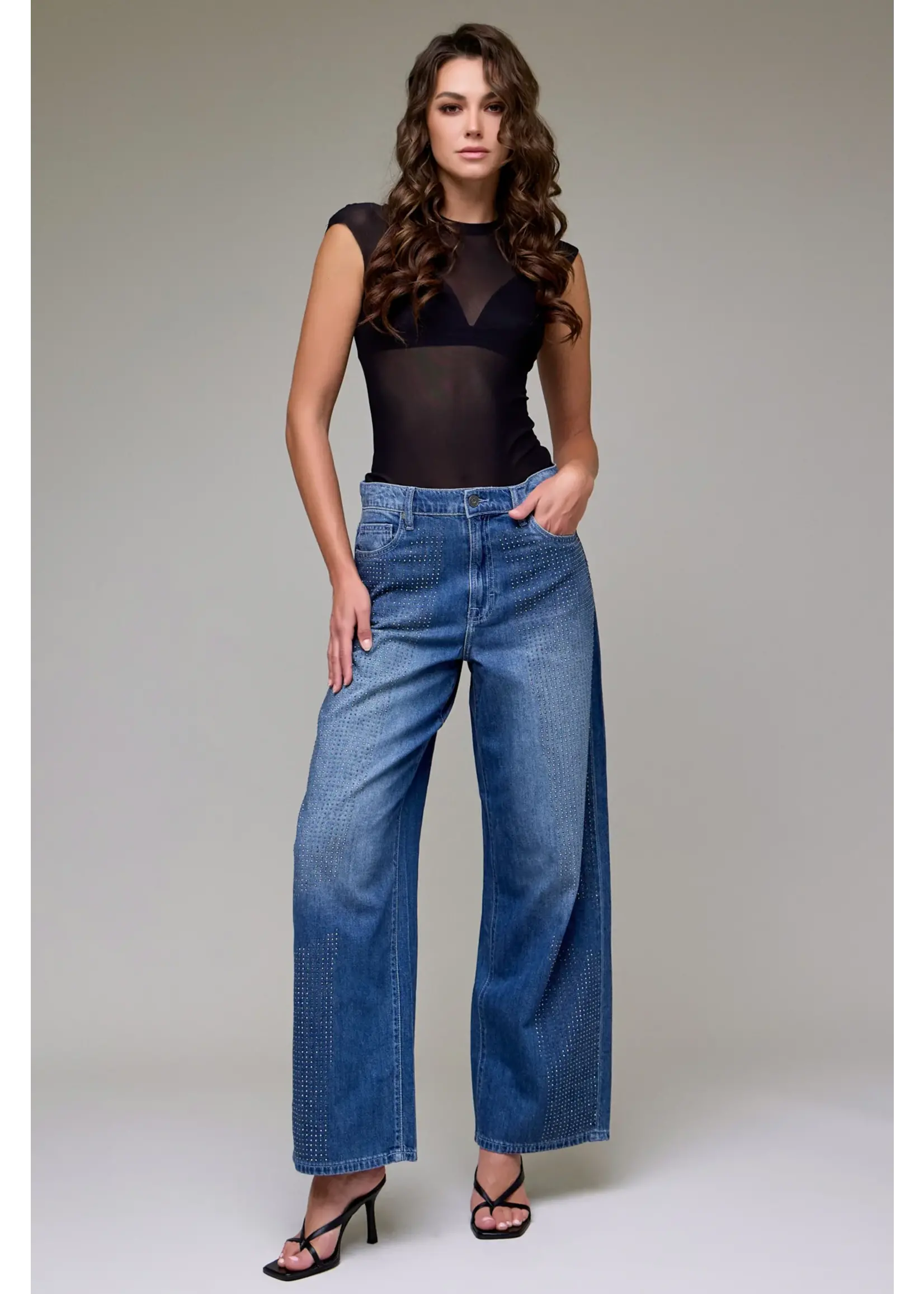 Hidden Alyx Rhinestone Embellished Oversized Baggy Jean - HD96110B-RHI