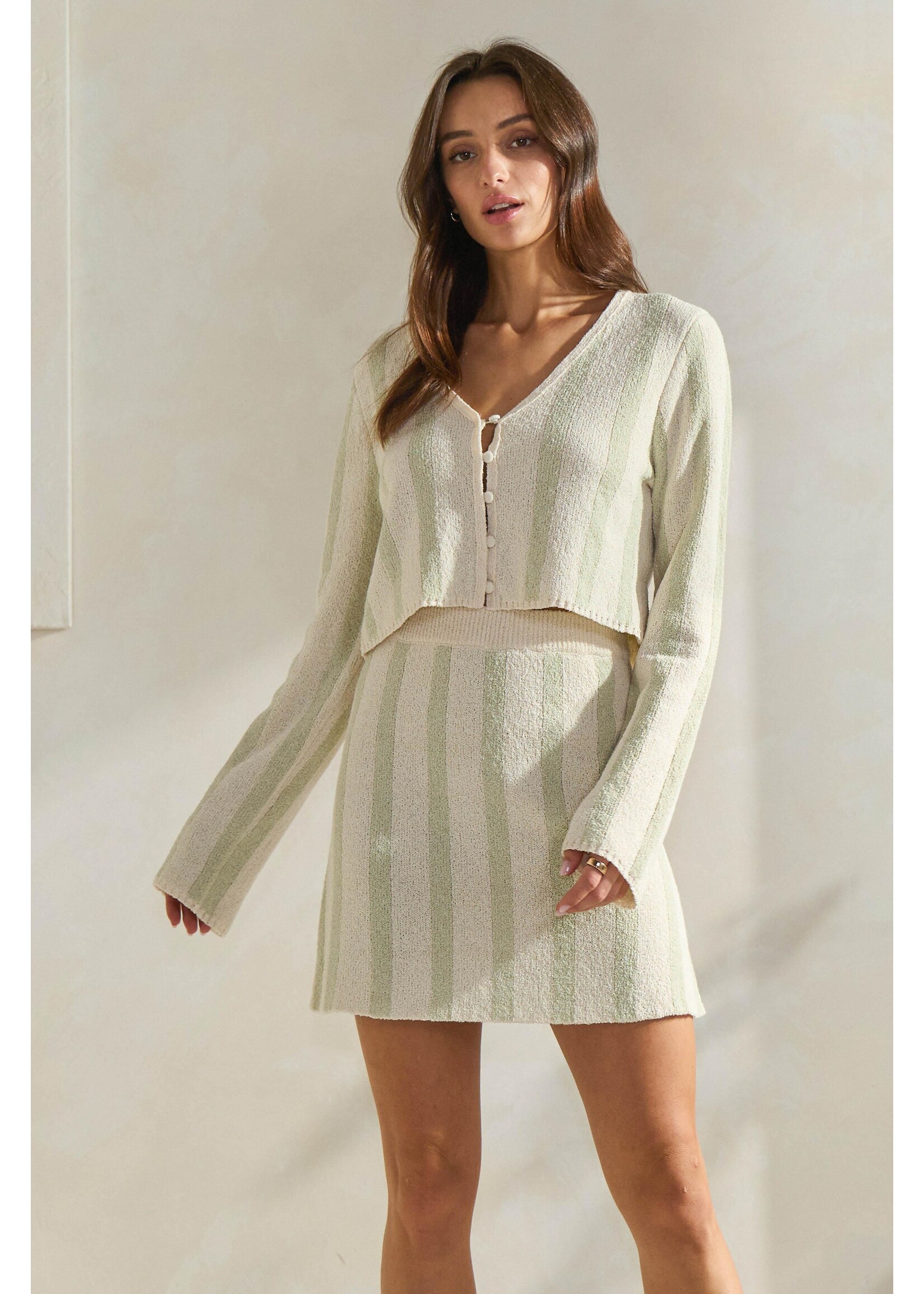 Able Wide Stripe Terry Sweater Set - AS1684
