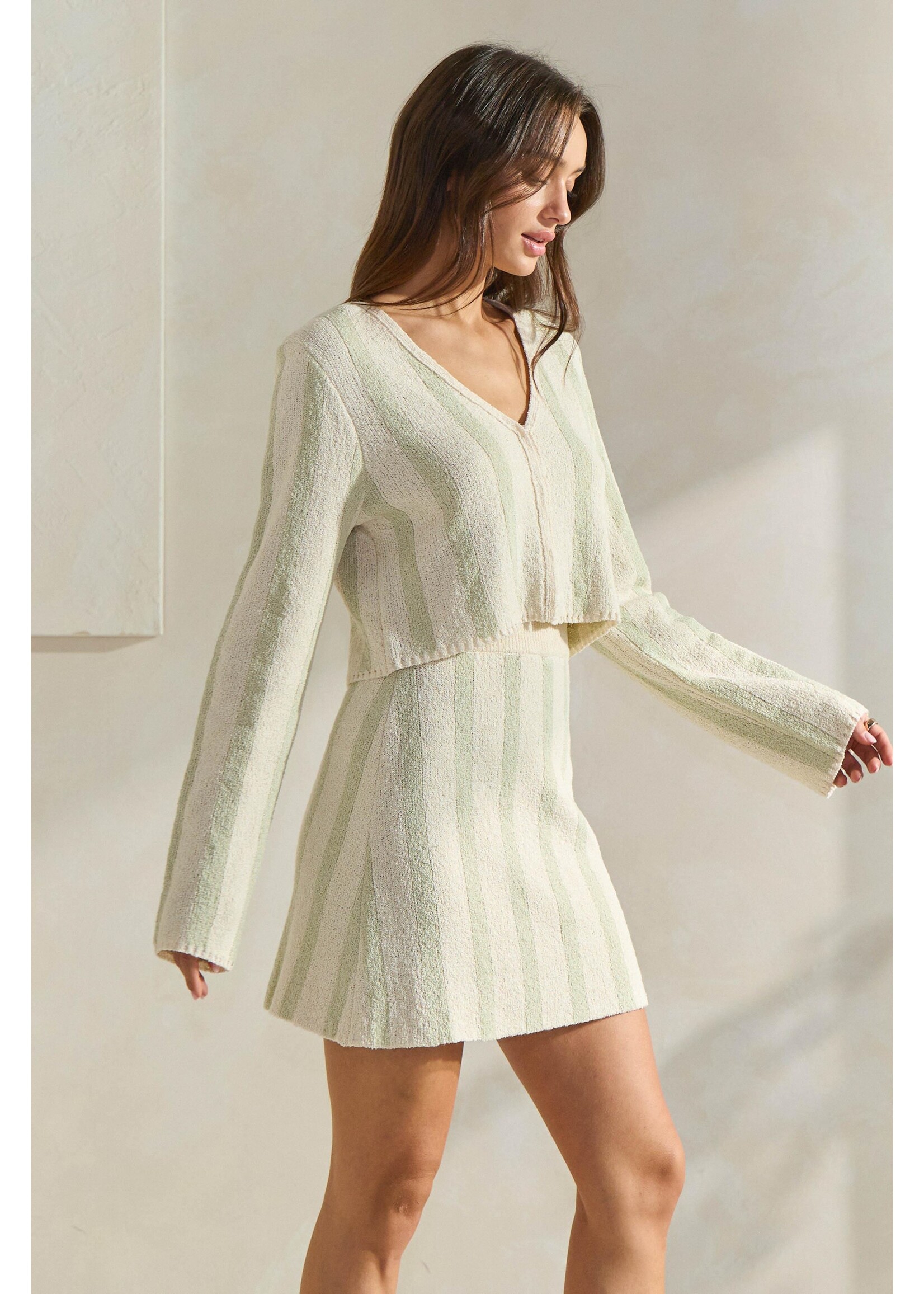 Able Wide Stripe Terry Sweater Set - AS1684