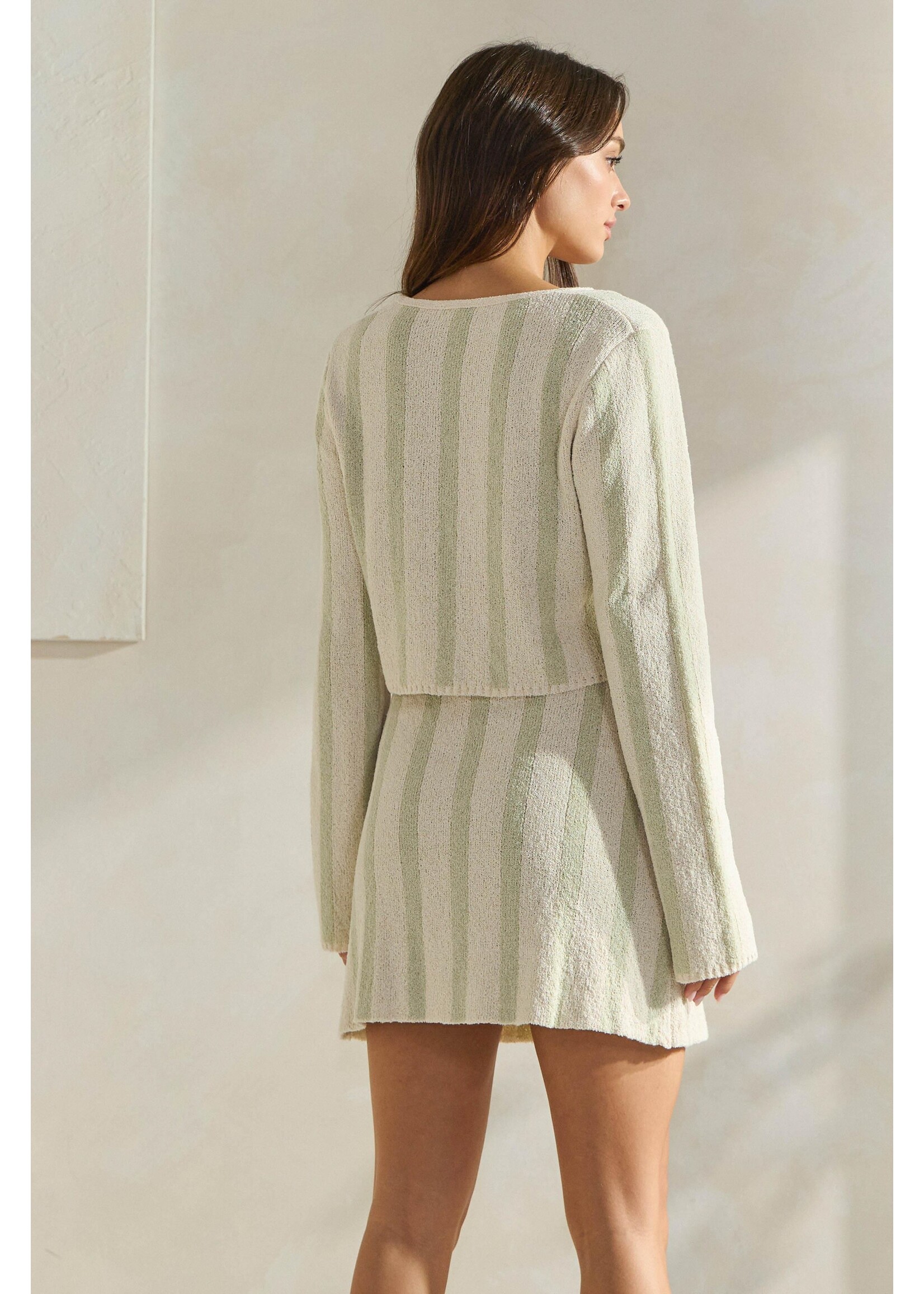 Able Wide Stripe Terry Sweater Set - AS1684