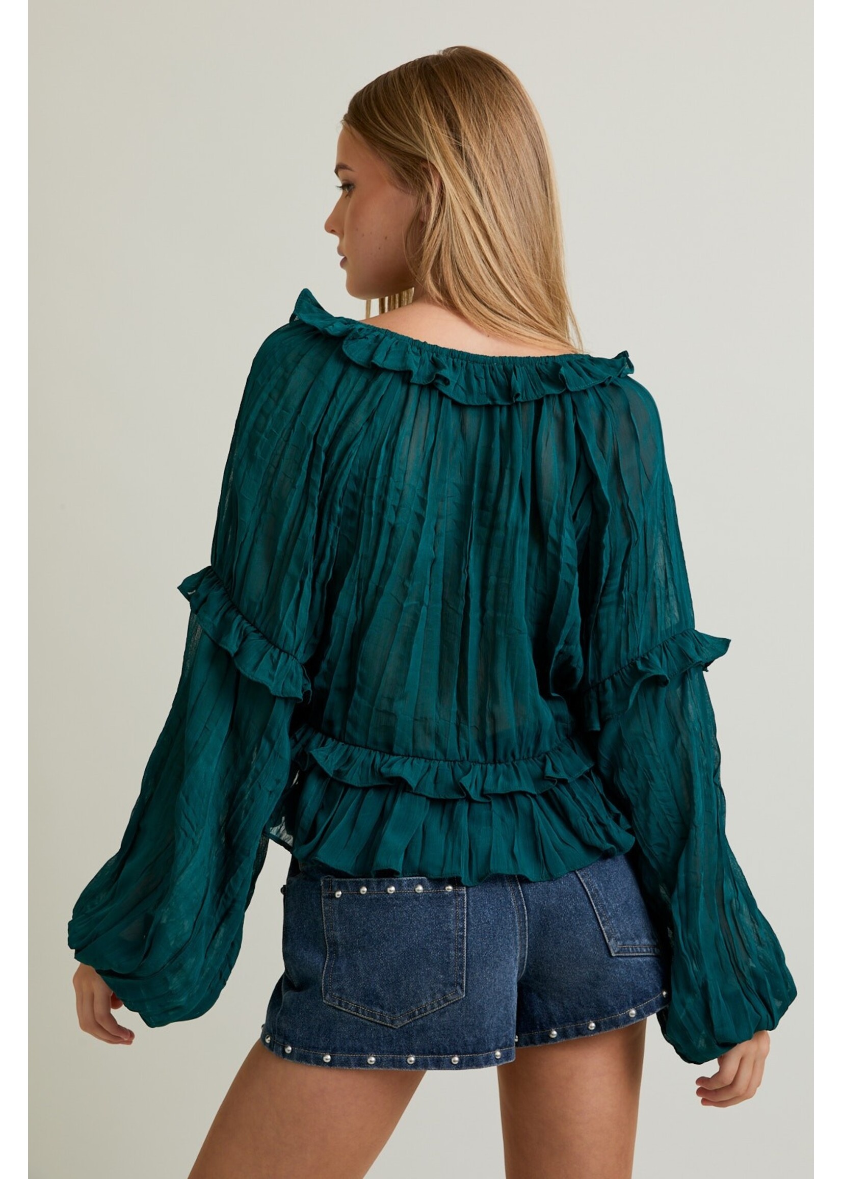 Le Lis Scoop Neck Ruffle Detail Blouse - ST2322