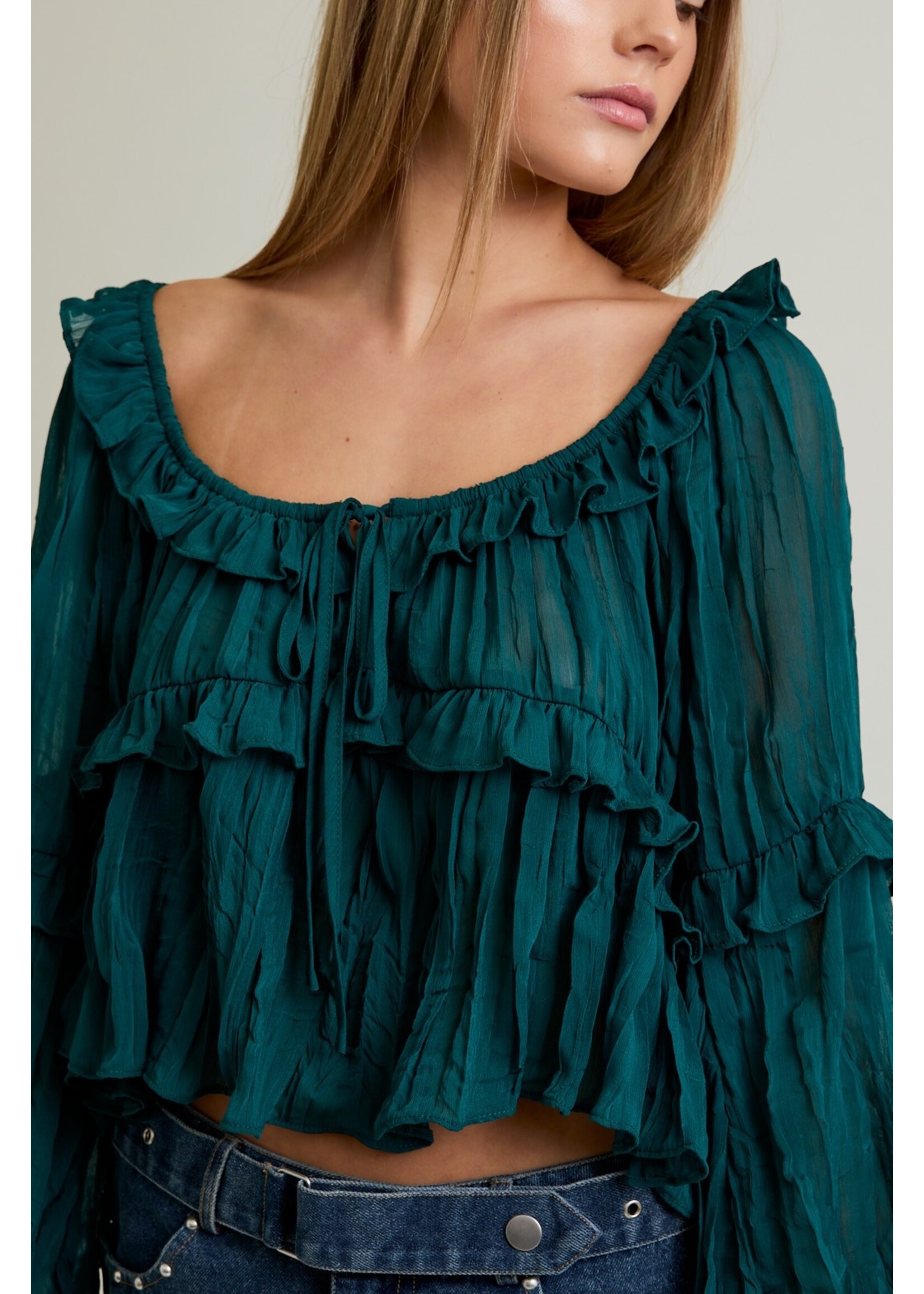 Le Lis Scoop Neck Ruffle Detail Blouse - ST2322