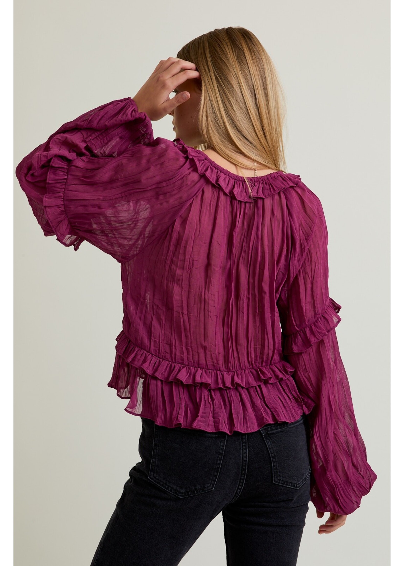 Le Lis Scoop Neck Ruffle Detail Blouse - ST2322
