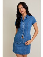 Le Lis Short Sleeve Button Front Denim Top - ST3278