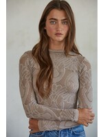 By Together Jacquard Fishnet Layering Top Seamless - S1228