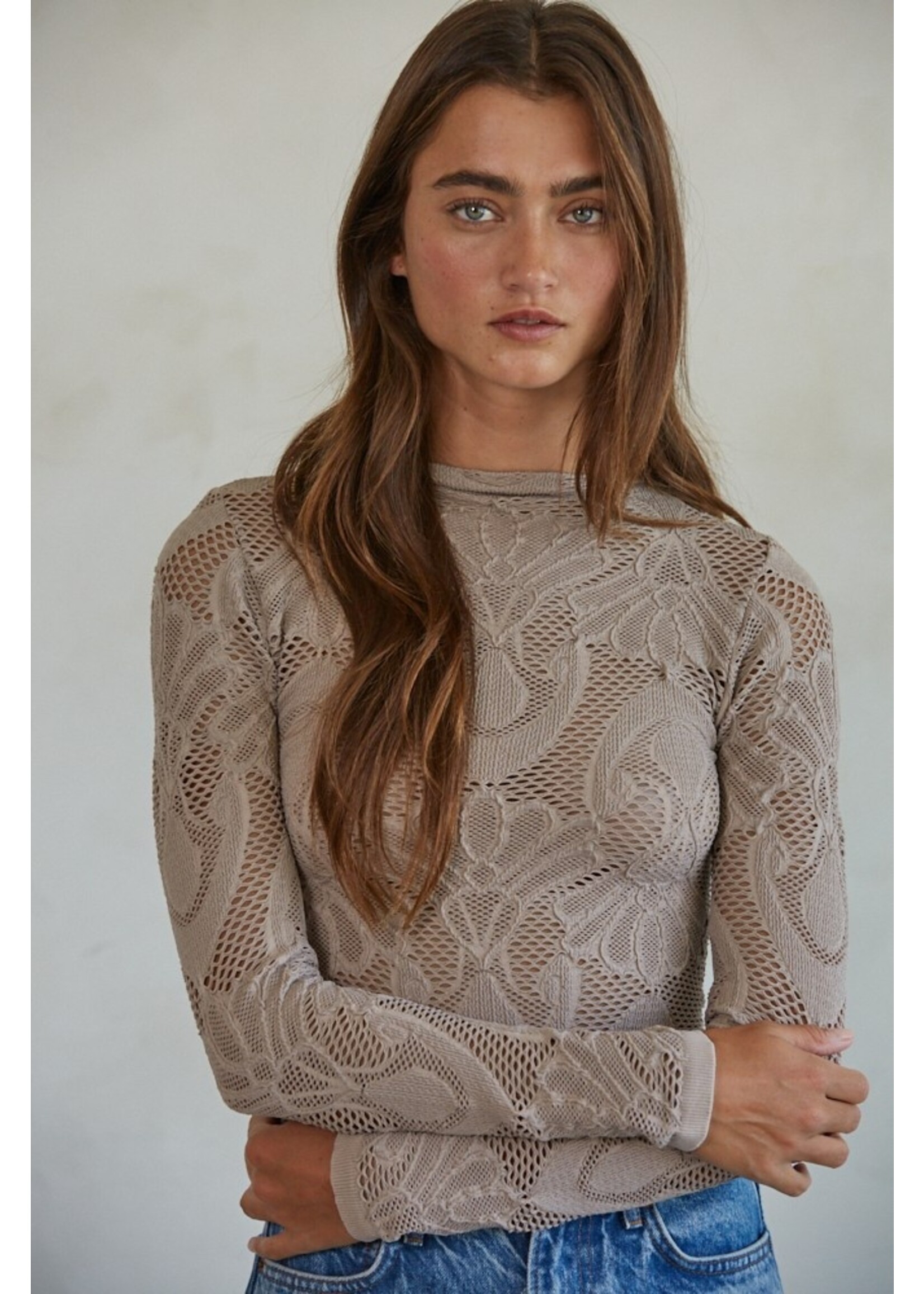 Jacquard Fishnet Layering Top Seamless - S1228 - Meo's Suite