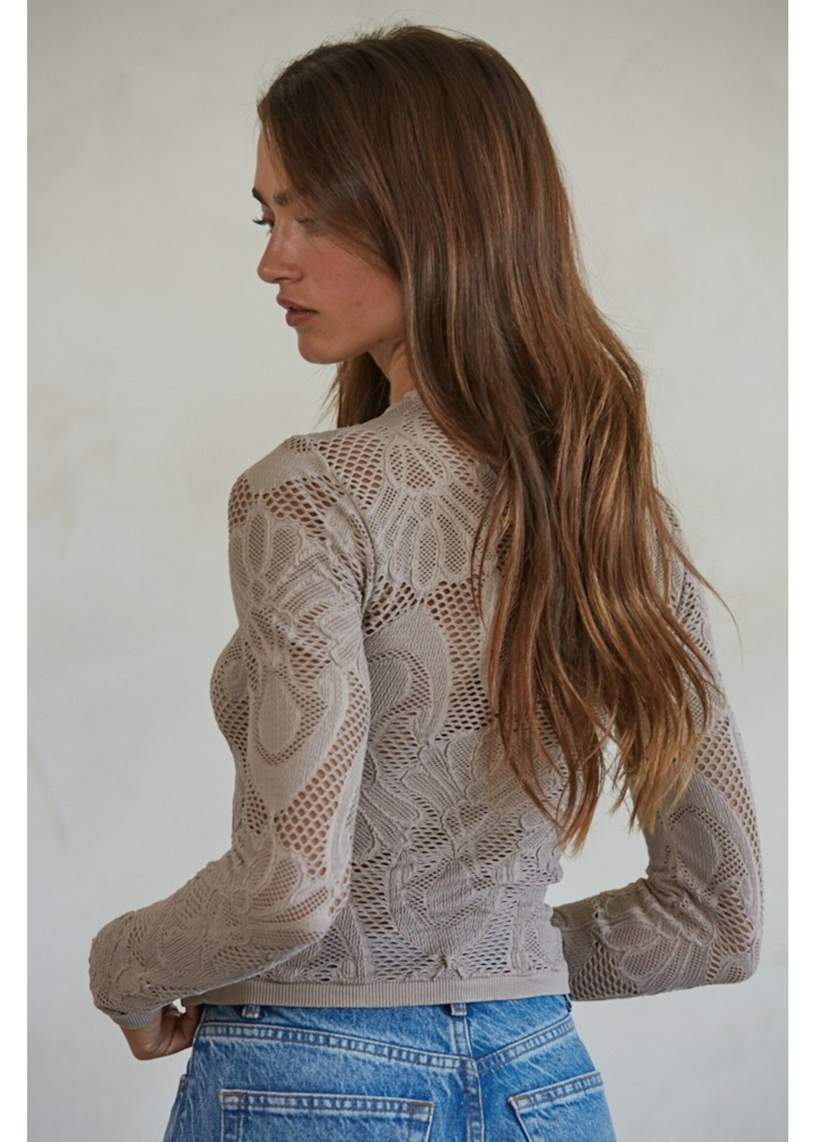 Jacquard Fishnet Layering Top Seamless - S1228 - Meo's Suite