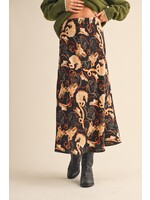 &Merci Exclusive Western Print Satin Midi Slip Skirt - MSK4170