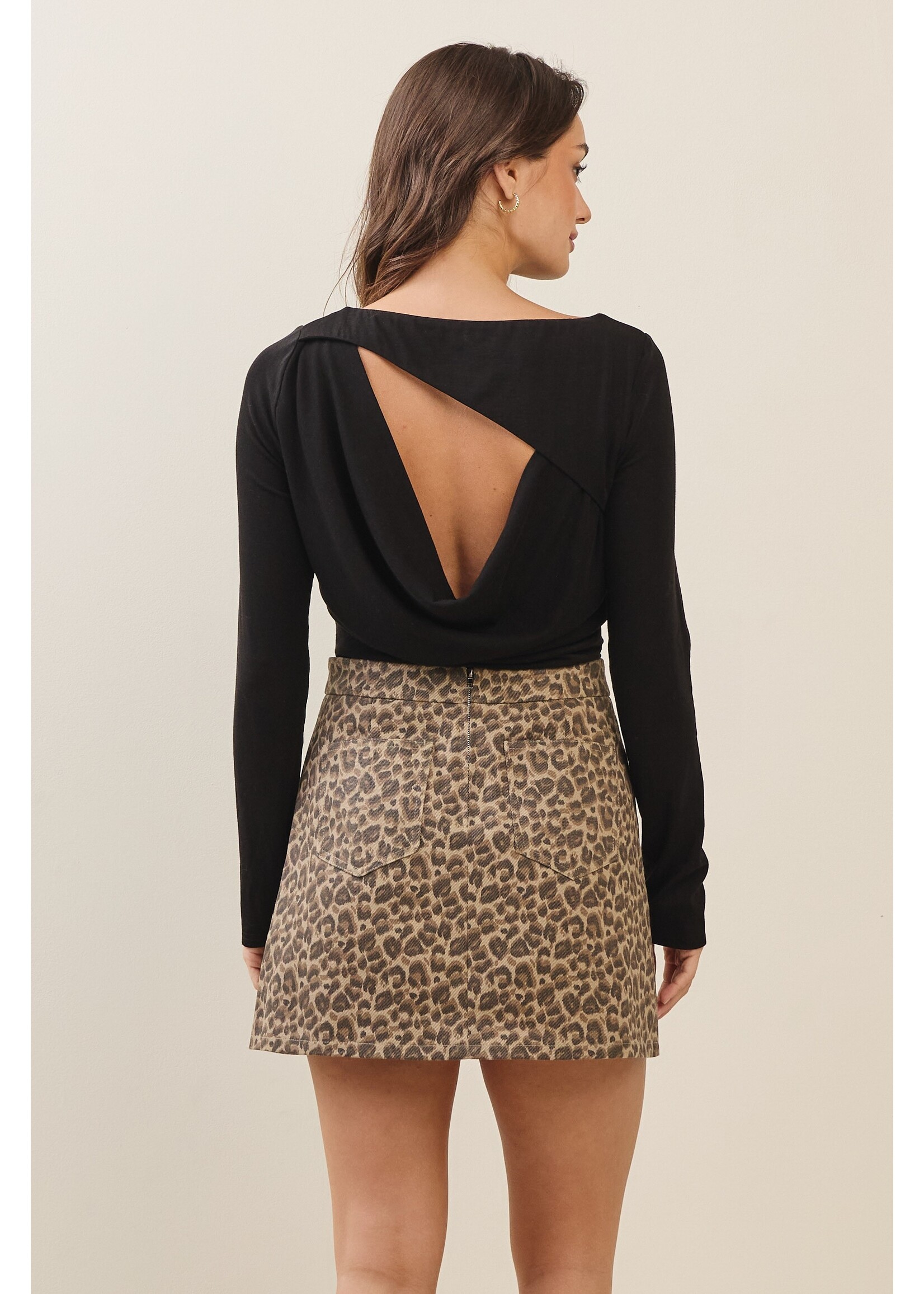 Able Open Back Cowl Detailed Knit Top - AT2456