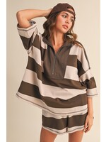 Klesis Striped Pattern Pull-On Top and Shorts Set - IST5983