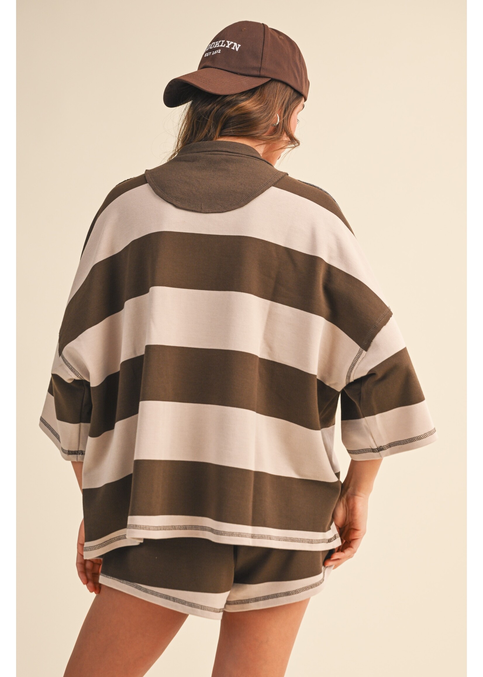 Klesis Striped Pattern Pull-On Top and Shorts Set - IST5983