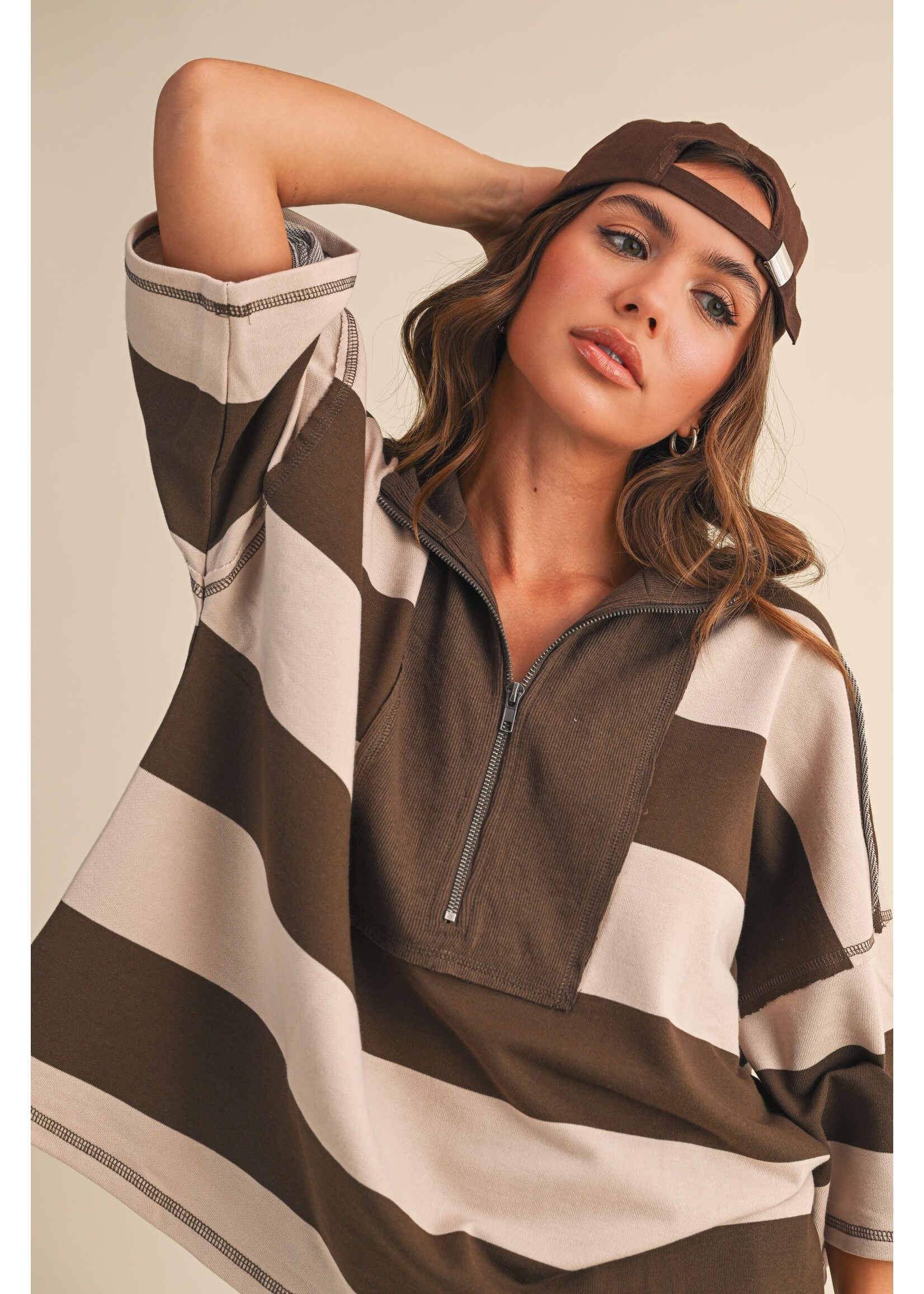 Klesis Striped Pattern Pull-On Top and Shorts Set - IST5983