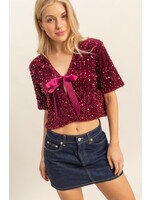 HYFVE Tie Detail Sequined Crop Top - HF25F064