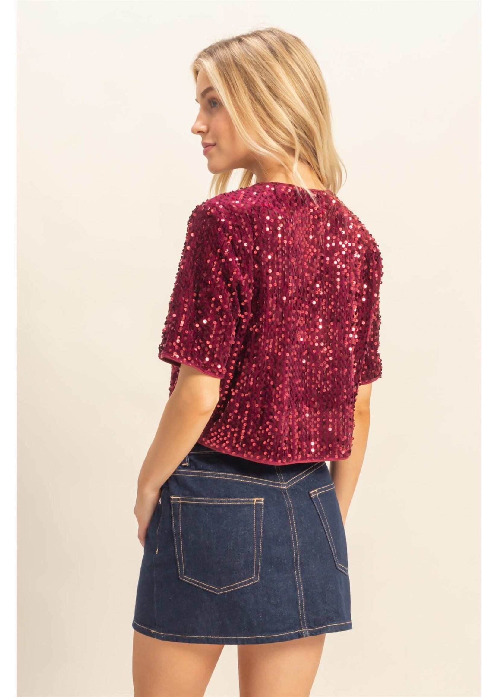 HYFVE Tie Detail Sequined Crop Top - HF25F064