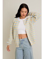 Le Lis Raglan Long Sleeve Crew Neck Striped Cardigan - IWJ5771
