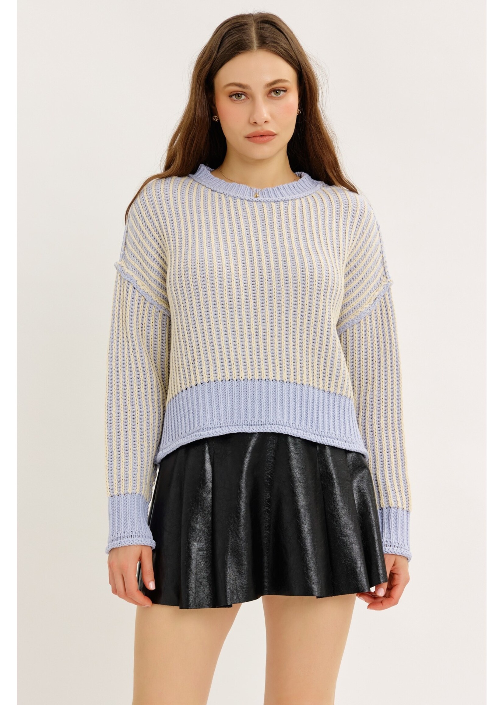 idem ditto Two-Tone Striped Oversized Sweater - J16030SW