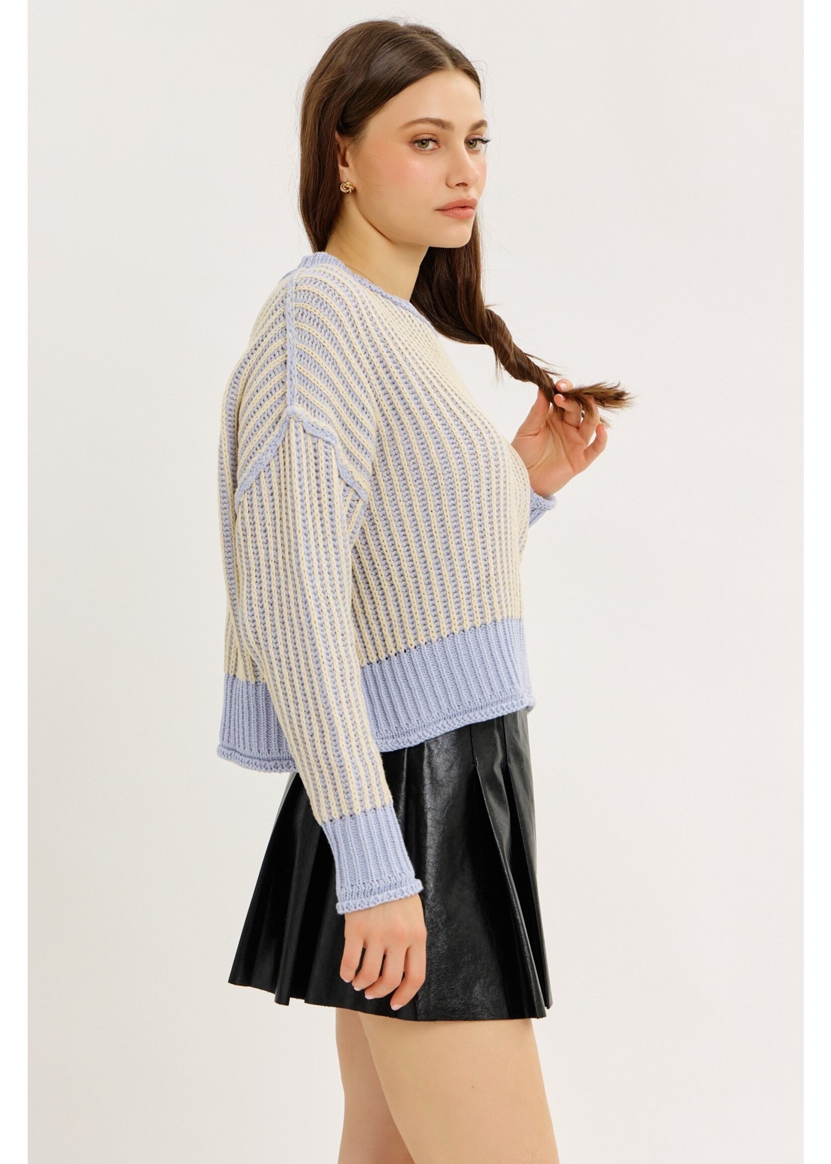 idem ditto Two-Tone Striped Oversized Sweater - J16030SW