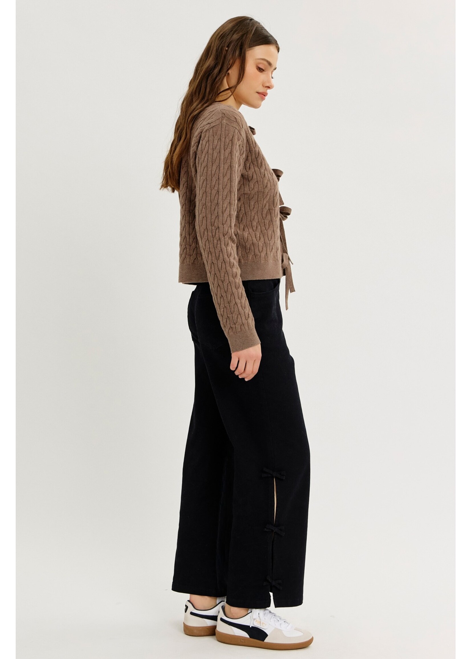 idem ditto Charming and Cool Cable Knit Bow-Tie Cardigan - H15845SW