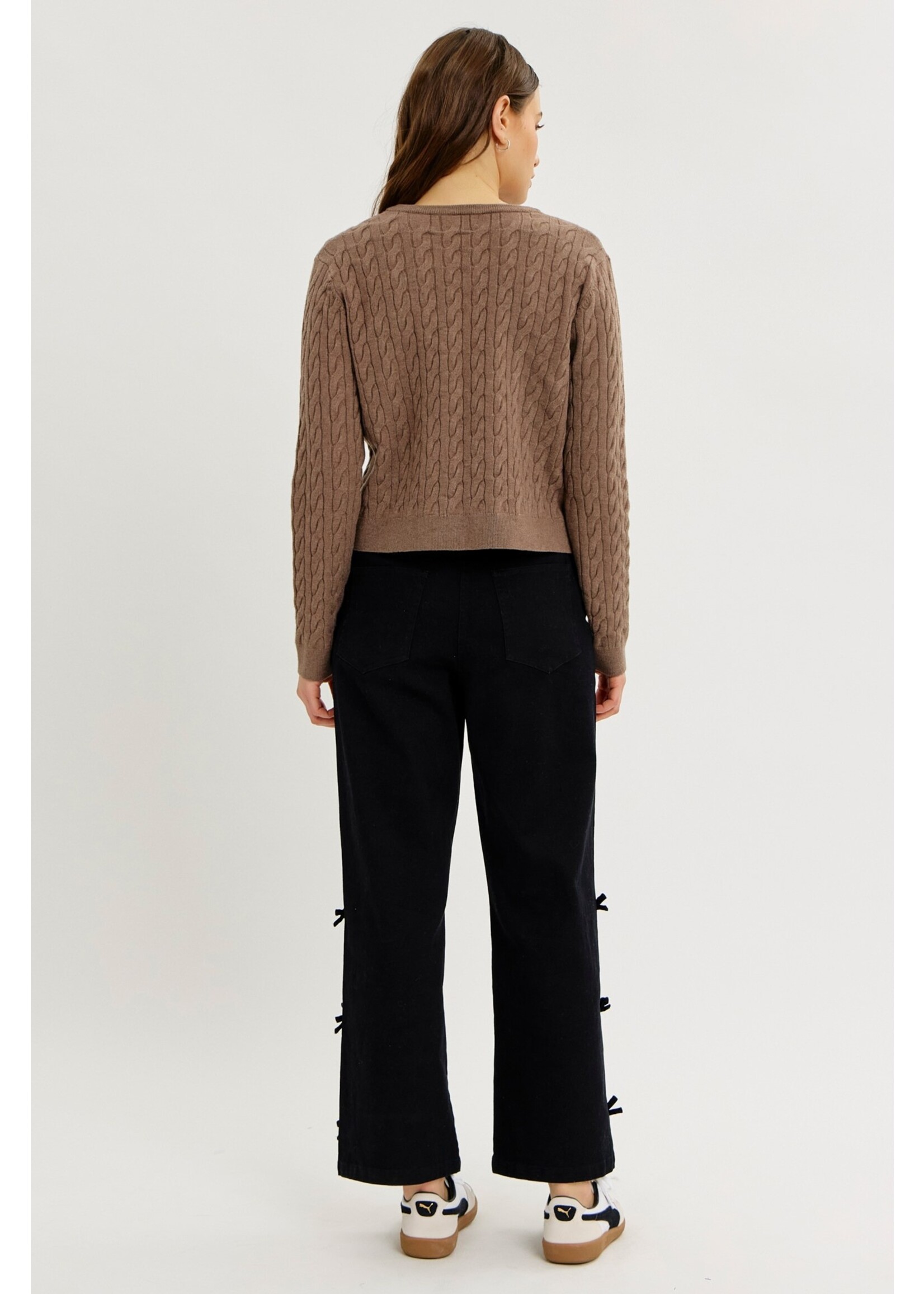 idem ditto Charming and Cool Cable Knit Bow-Tie Cardigan - H15845SW