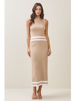 Able Bottom Stripe Detailed Mock Neck Sweater Top & Skirt Set - AS2368
